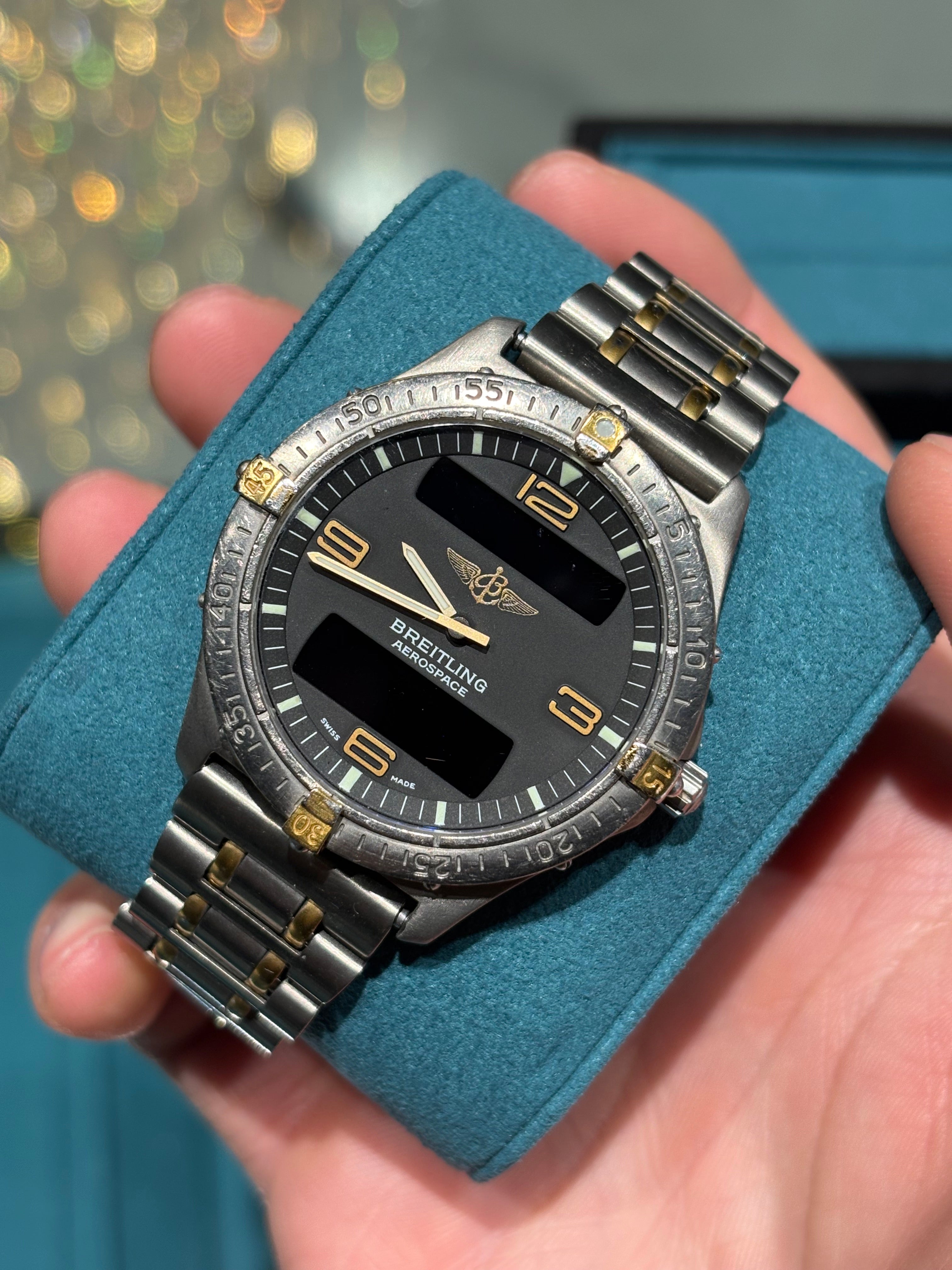 Breitling Aerospace Two-Tone Titanium & Gold Black Dial Ana-Digi Two-Tone Bracelet