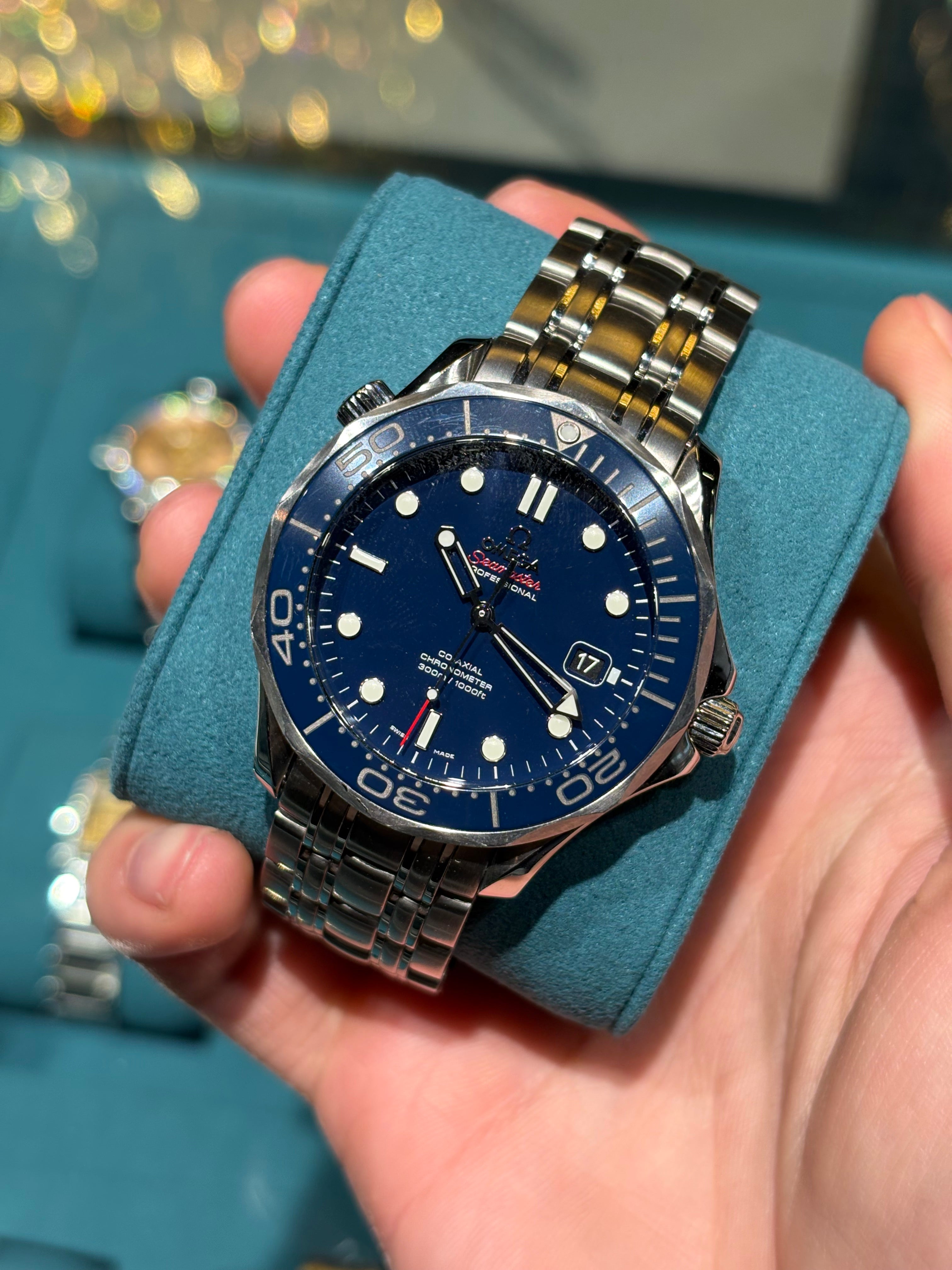Omega Seamaster Professional 300m 41mm Co-Axial Chronometer Steel Blue Ceramic Dial