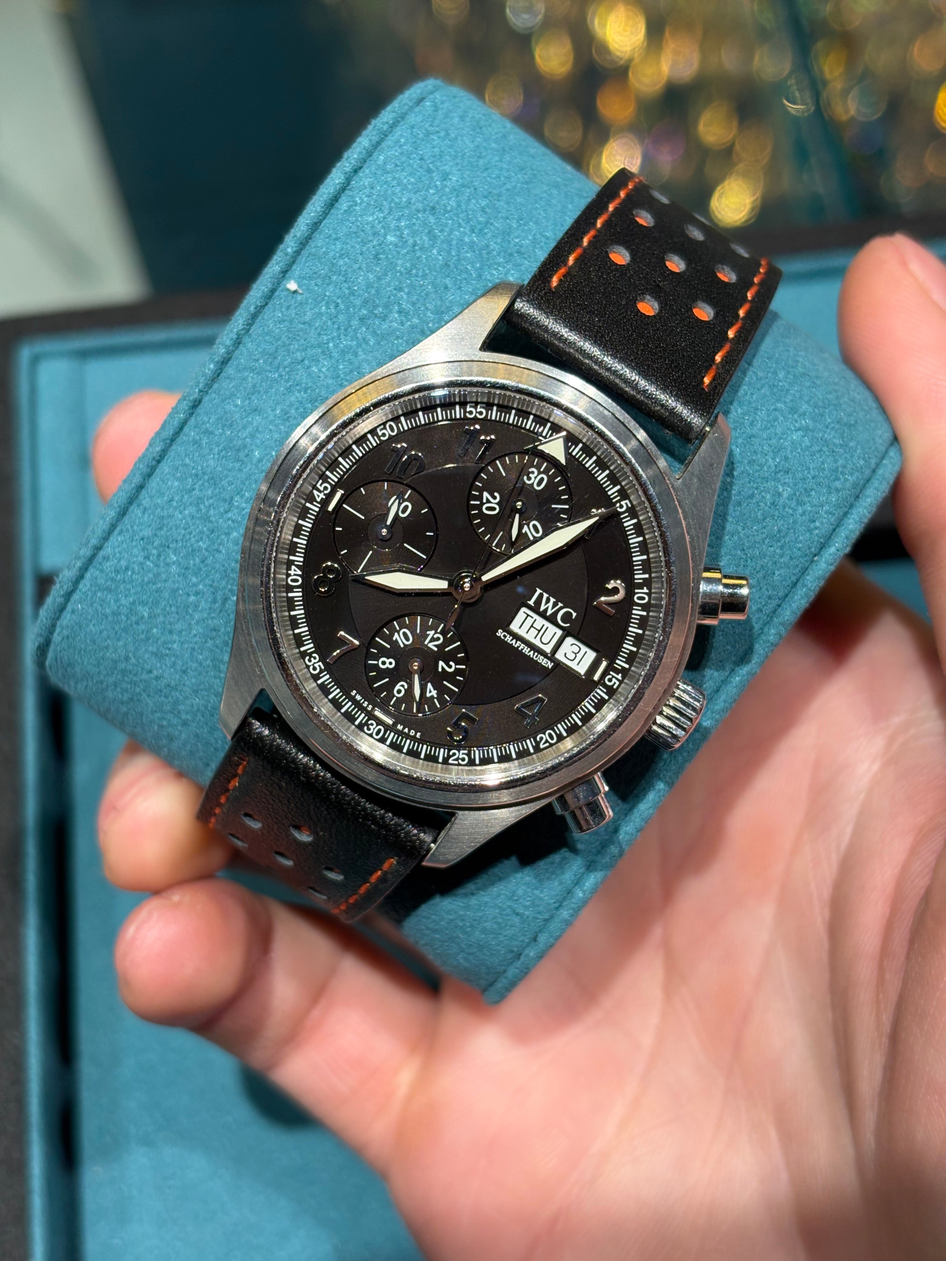 IWC Schaffhausen Pilot's Double Chronograph 39mm Automatic Steel Black Dial Day-Date