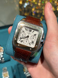 Cartier Santos 100 XL Chronograph 41mm Steel & 18K Yellow Gold Automatic Ivory Dial