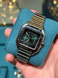 Cartier Santos de Cartier Medium Steel Automatic Smoky Green Dial Steel Bracelet
