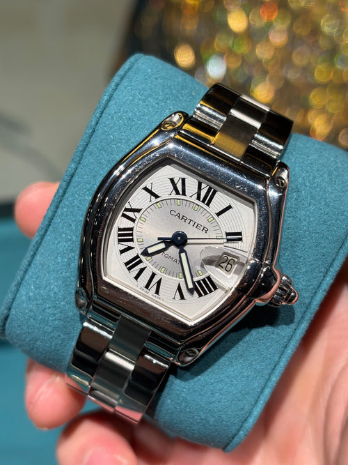 Cartier Roadster Large 38mm Steel Automatic Silver Dial Steel Bracelet at Adonia Jewellers in Yorkville, Toronto