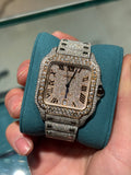 Cartier Santos de Cartier Large 40mm Two-Tone Steel & Rose Gold Full Diamond Iced Out Pave Dial