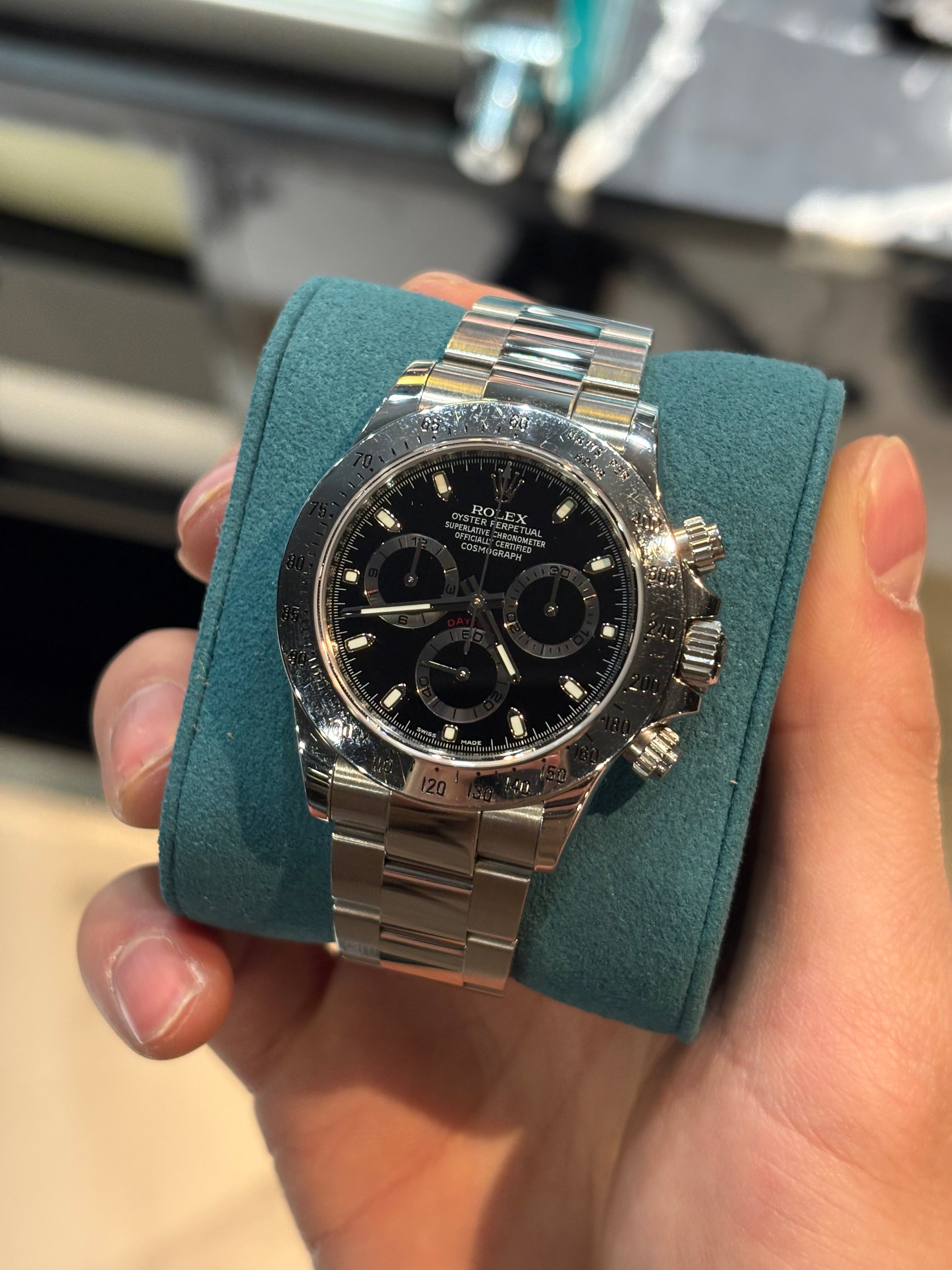 Rolex Cosmograph Daytona 40mm Stainless Steel Black Dial Tachymeter Bezel Oyster