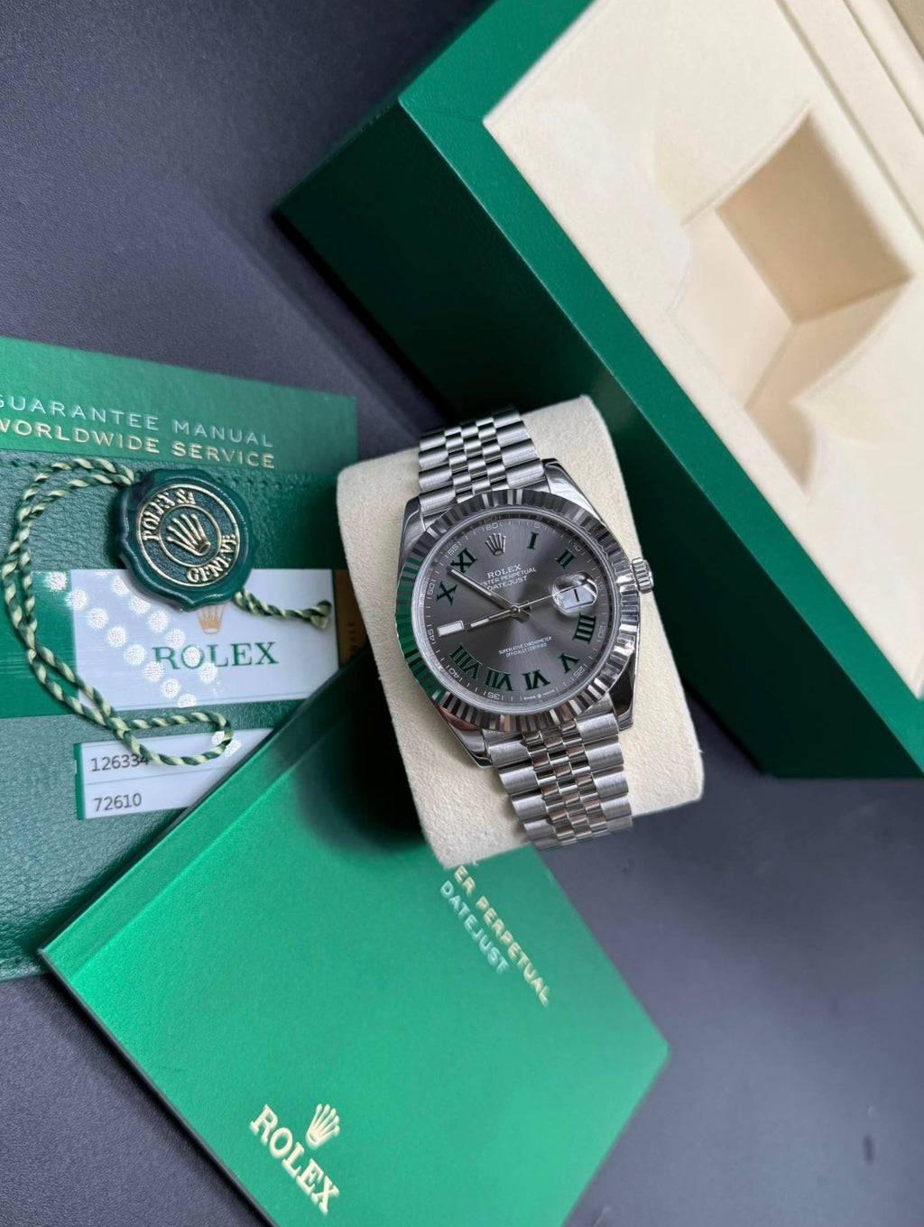 Rolex Datejust 41mm Stainless Steel Wimbledon Dial Full Set