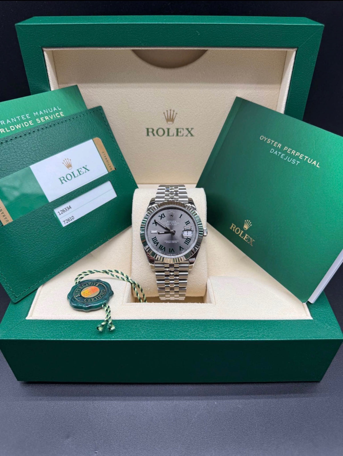 Rolex Datejust 41mm Stainless Steel Wimbledon Dial Full Set