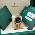 Rolex Day-Date 40 18K Yellow Gold Black Diagonal Motif Index Dial President Bracelet 228238 Full Set