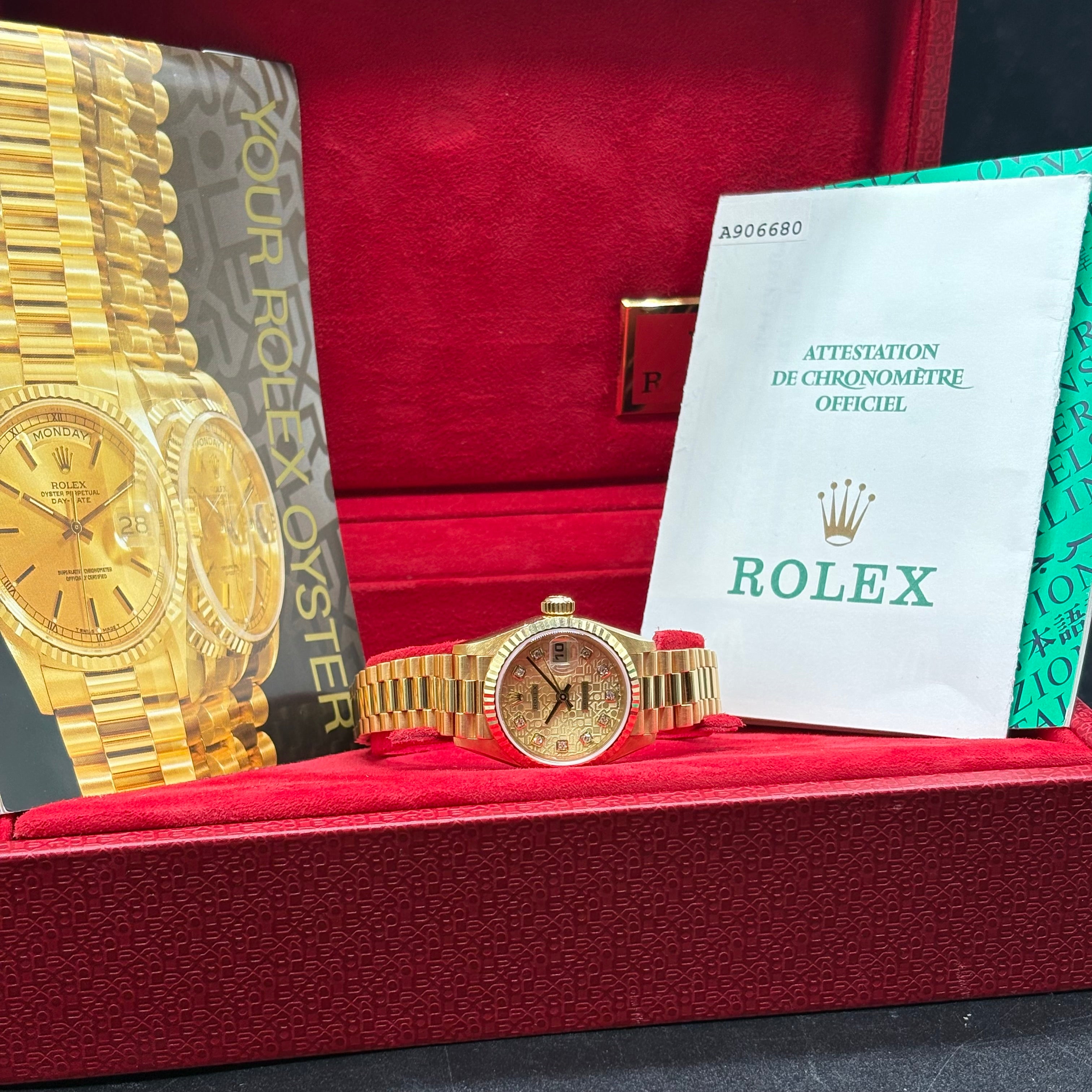 Rolex Lady-Datejust 26mm 18k Solid Gold Factory Diamond Anniversary Dial 79178 Full Se
