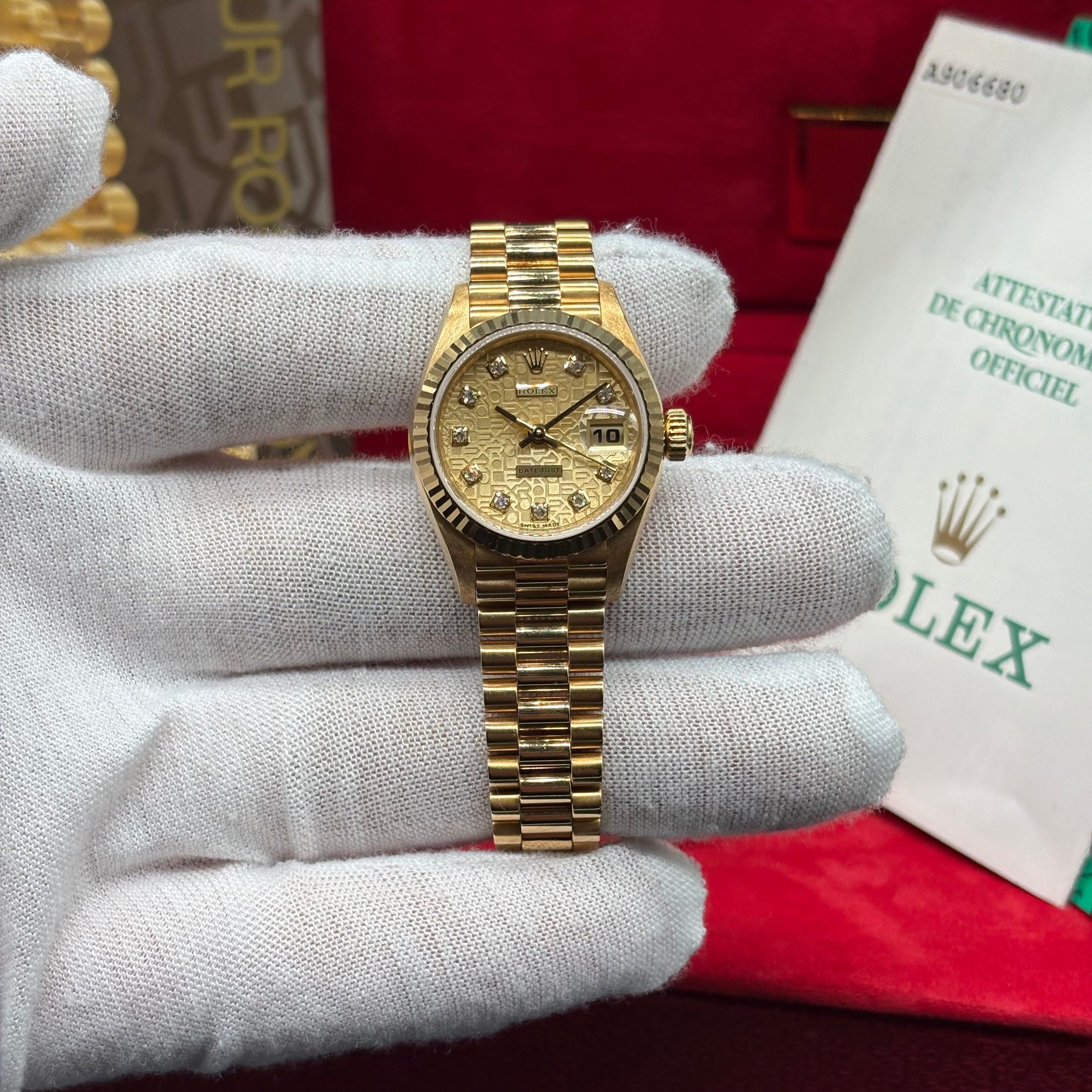 Rolex Lady-Datejust 26mm 18k Solid Gold Factory Diamond Anniversary Dial 79178 Full Se