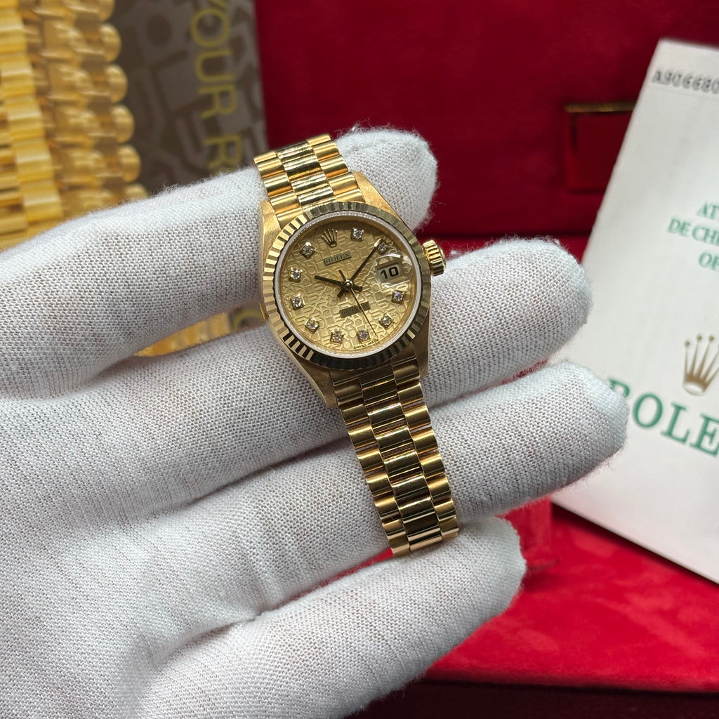 Rolex Lady-Datejust 26mm 18k Solid Gold Factory Diamond Anniversary Dial 79178 Full Se