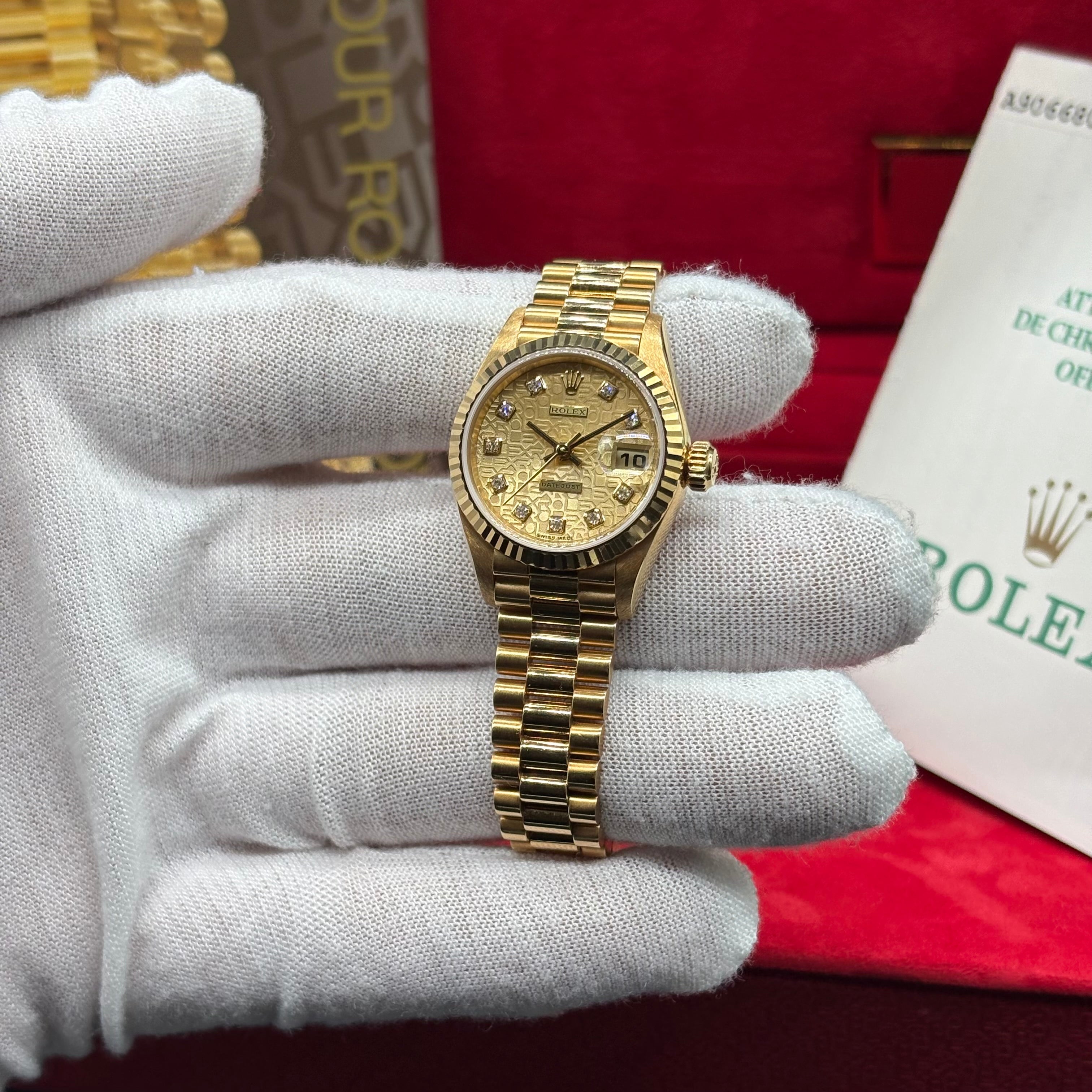 Rolex Lady-Datejust 26mm 18k Solid Gold Factory Diamond Anniversary Dial 79178 Full Se