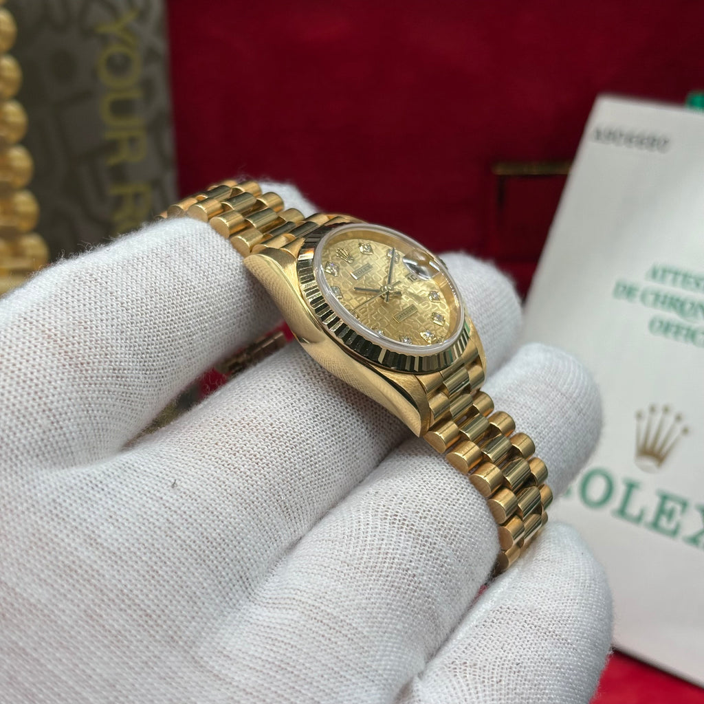 Rolex Lady-Datejust 26mm 18k Solid Gold Factory Diamond Anniversary Dial 79178 Full Se