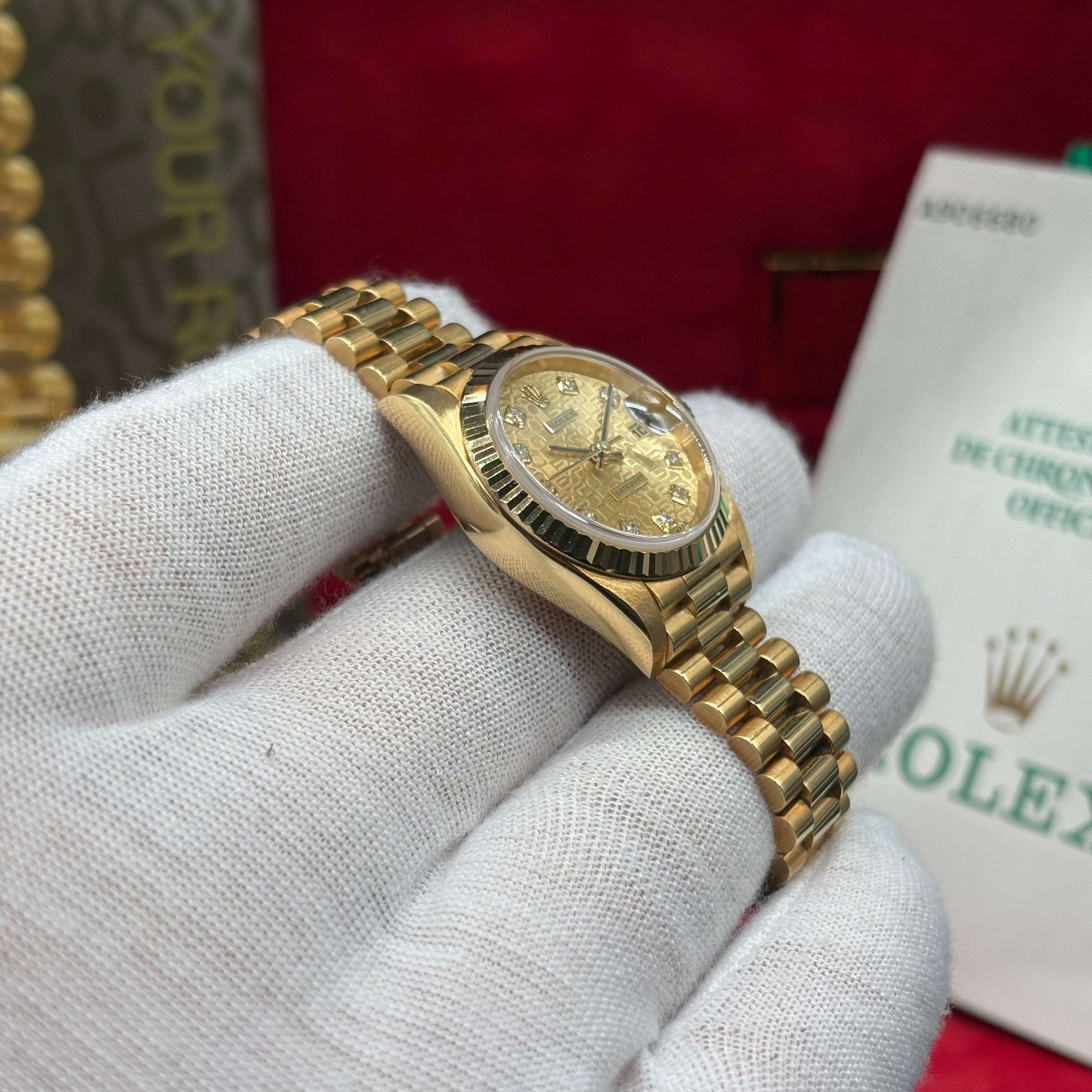 Rolex Lady-Datejust 26mm 18k Solid Gold Factory Diamond Anniversary Dial 79178 Full Se