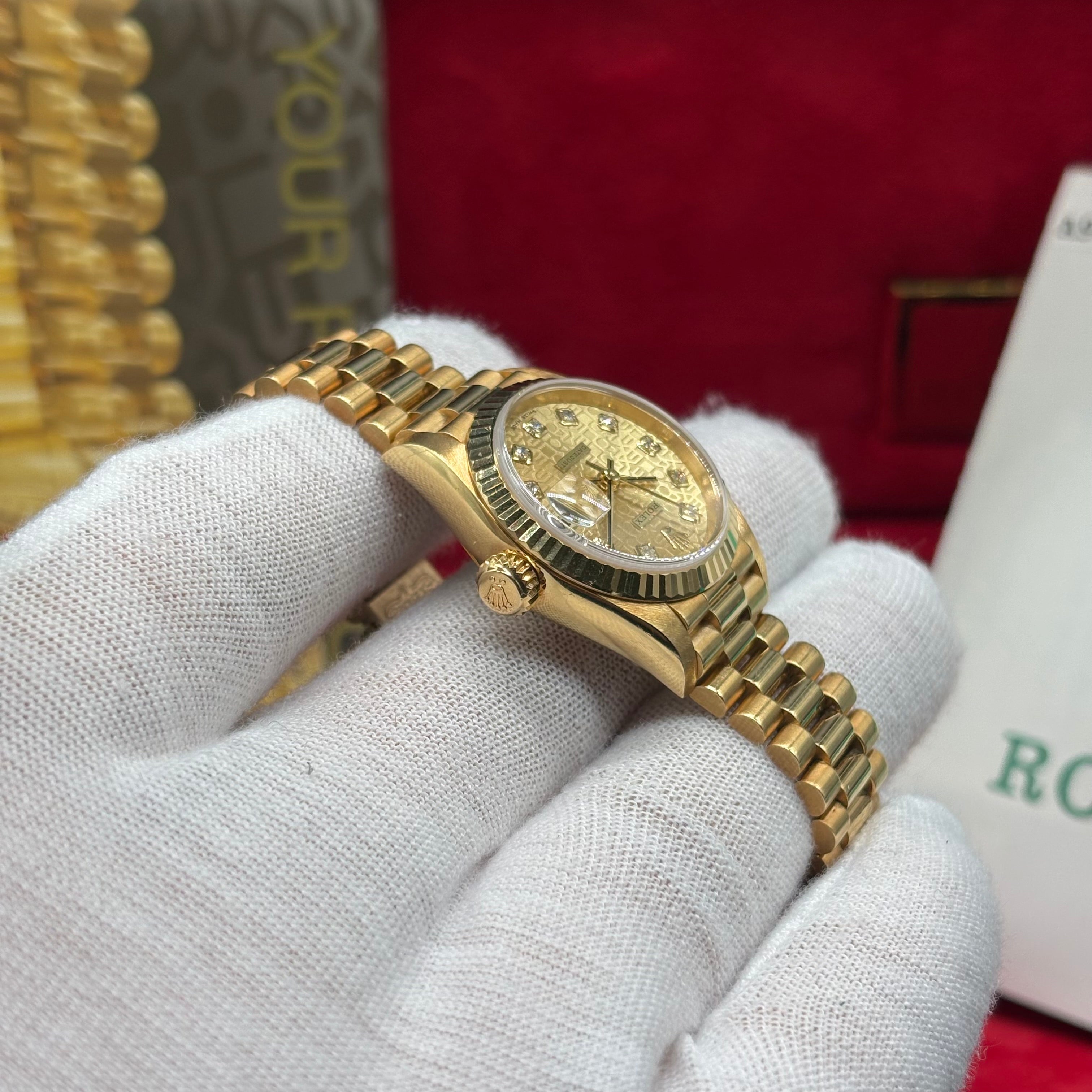 Rolex Lady-Datejust 26mm 18k Solid Gold Factory Diamond Anniversary Dial 79178 Full Se