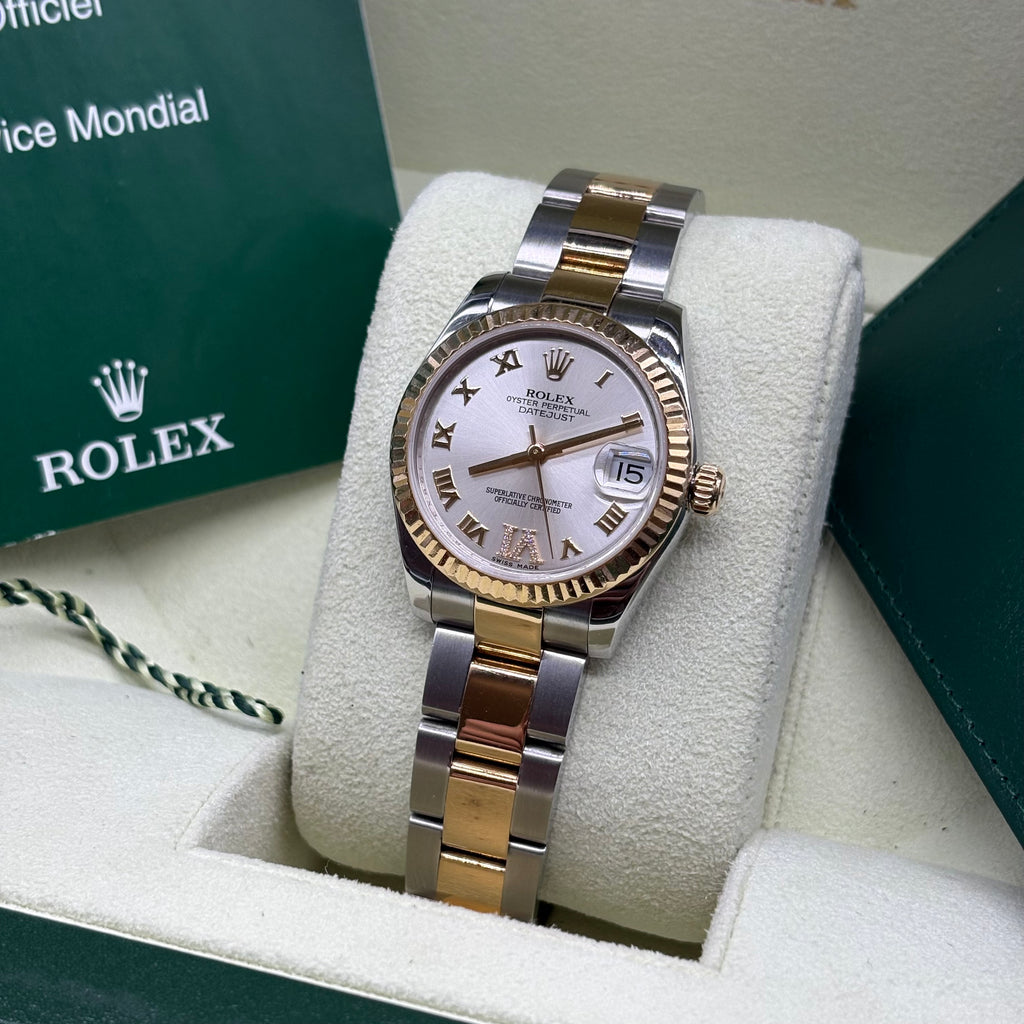 Rolex Datejust 31mm Two Tone Factory Roman Diamond Dial 178273 Complete Set