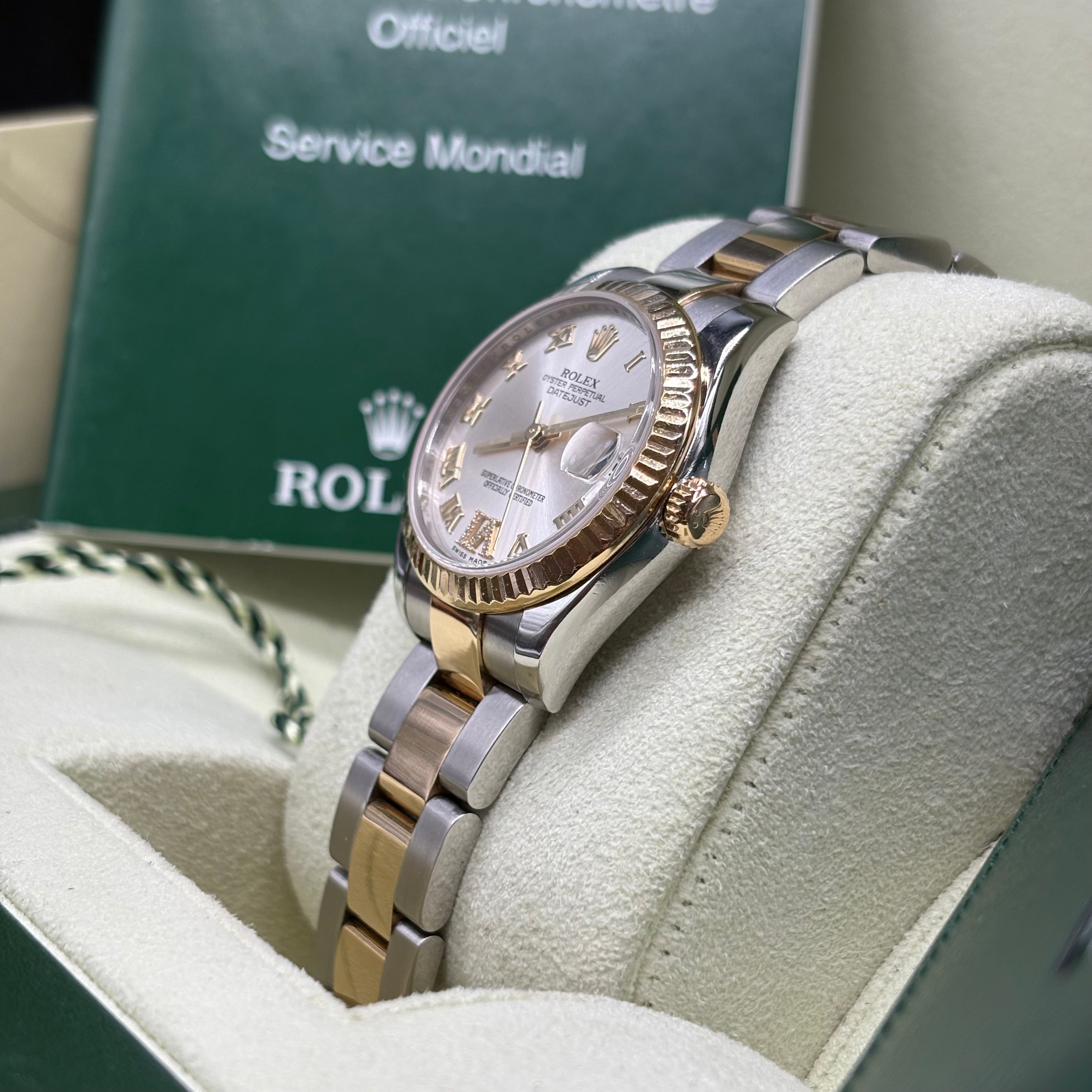 Rolex Datejust 31mm Two Tone Factory Roman Diamond Dial 178273 Complete Set