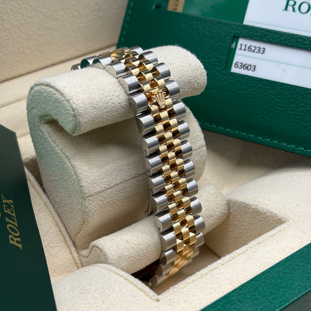 Rolex Datejust 36 Two-Tone Yellow Gold Champagne Index Dial Jubilee Bracelet 116233 Full Set