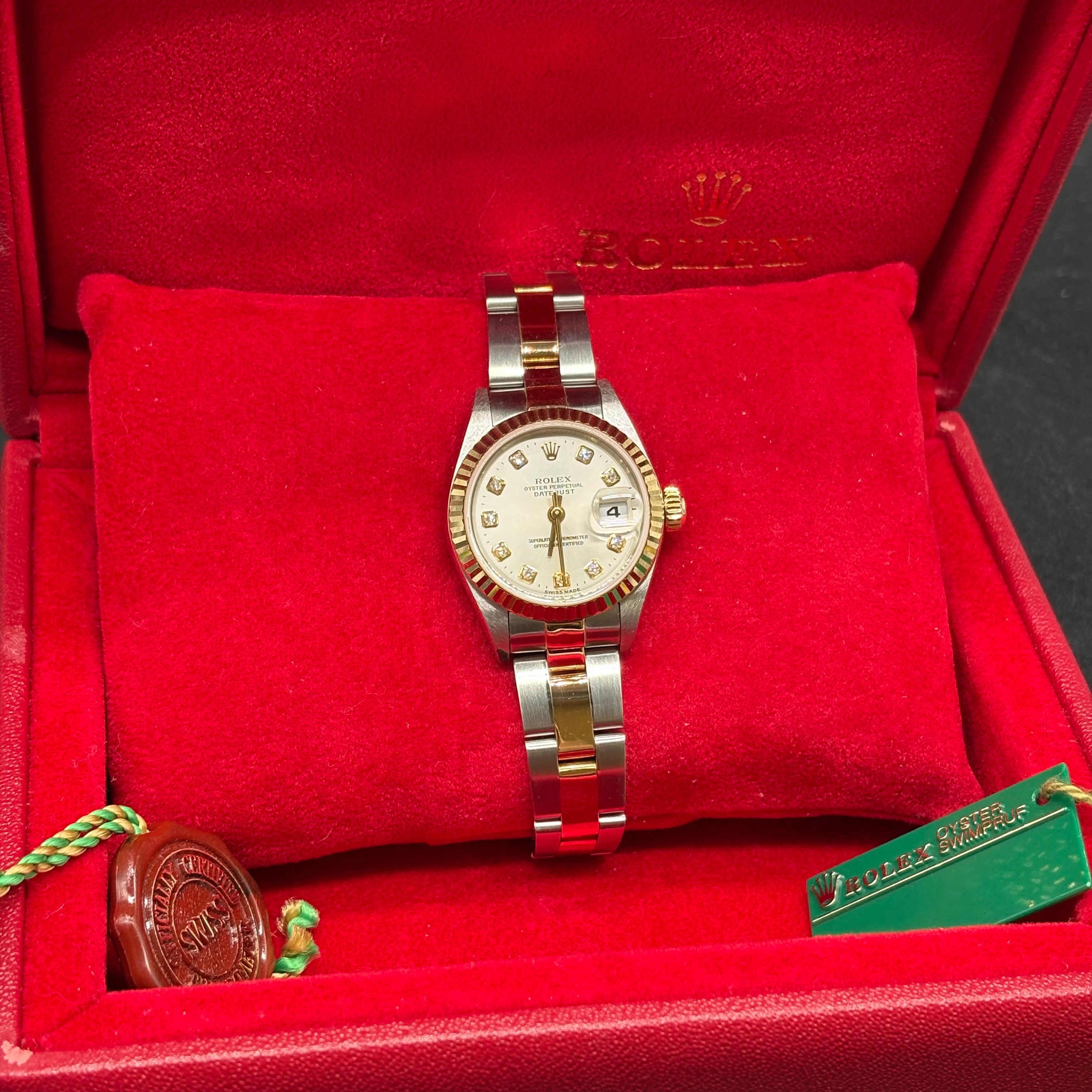 Rolex Lady-Datejust 26mm Two Tone Silver Diamond Dial 79173