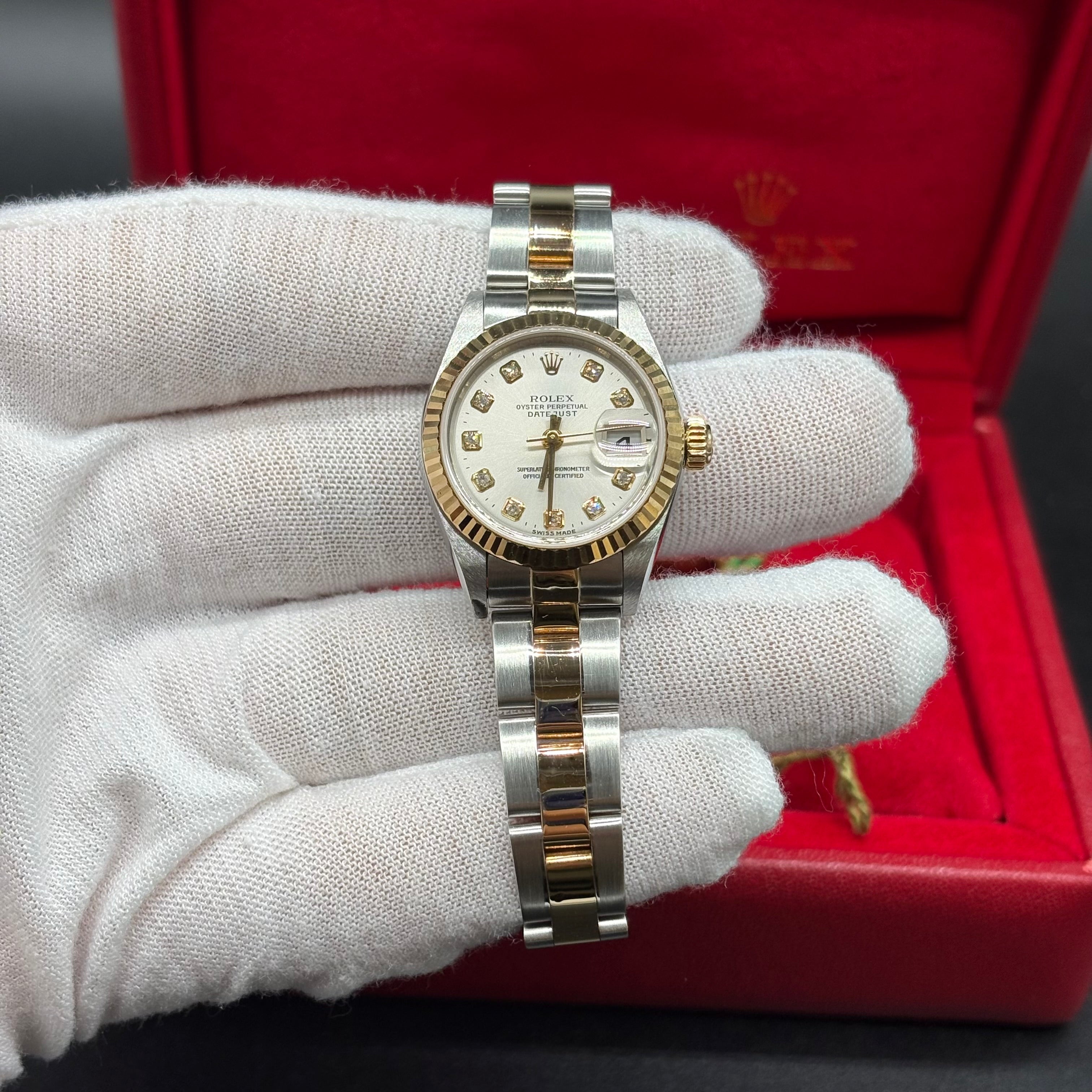 Rolex Lady-Datejust 26mm Two Tone Silver Diamond Dial 79173