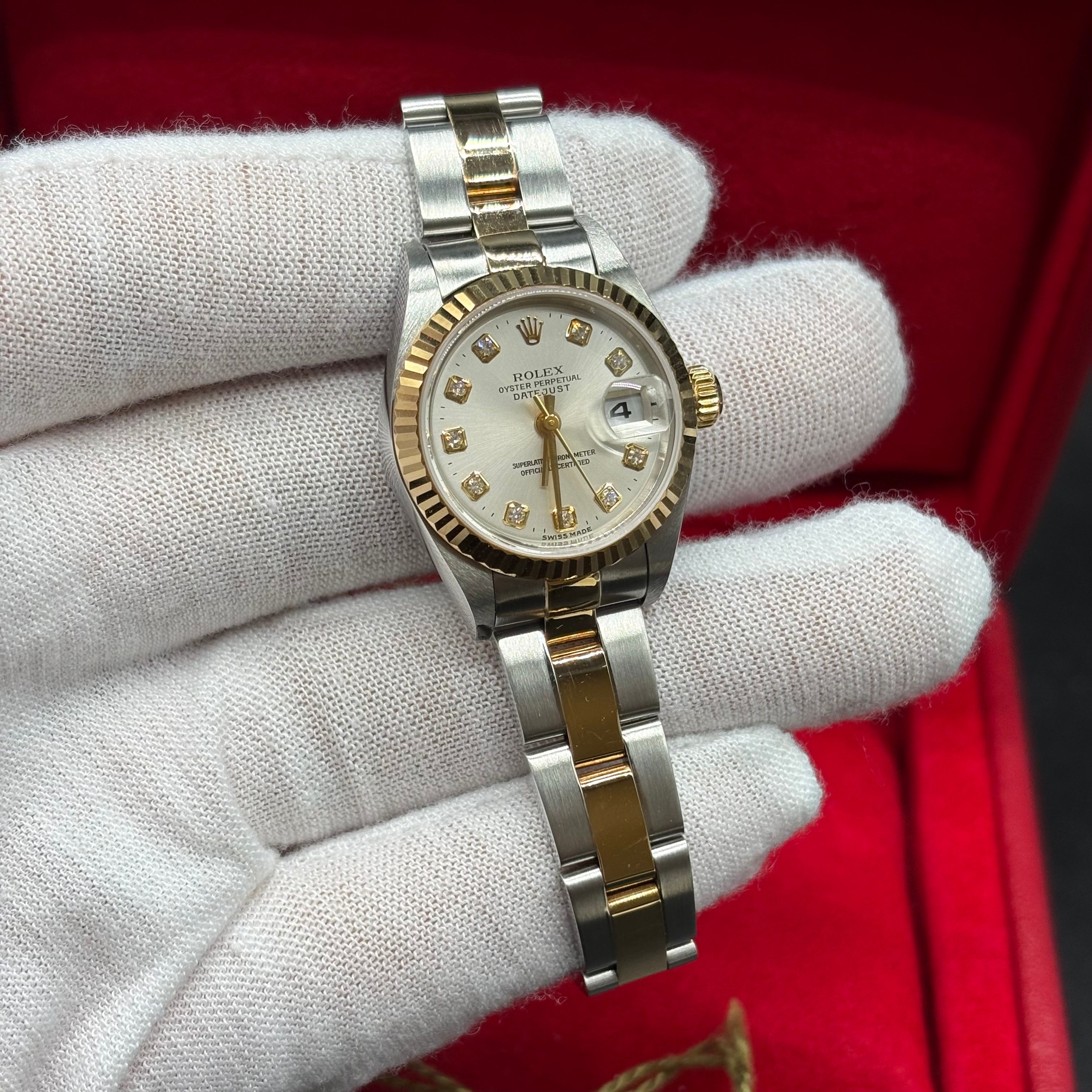 Rolex Lady-Datejust 26mm Two Tone Silver Diamond Dial 79173