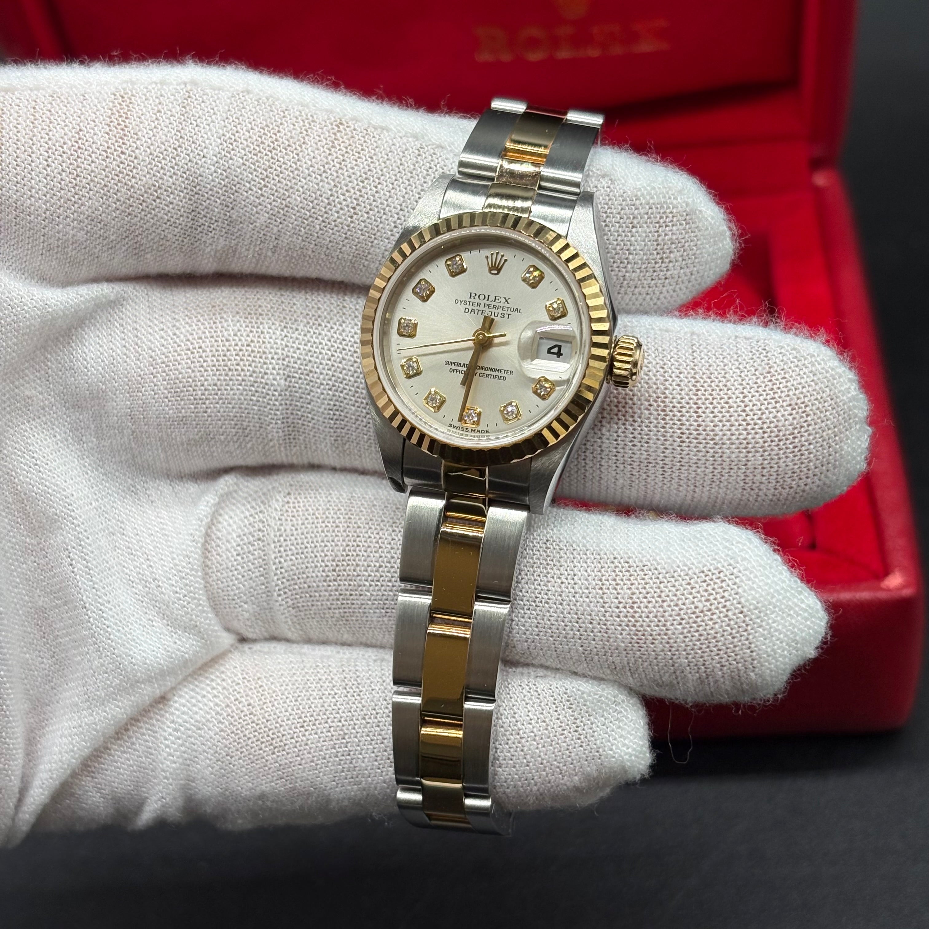 Rolex Lady-Datejust 26mm Two Tone Silver Diamond Dial 79173