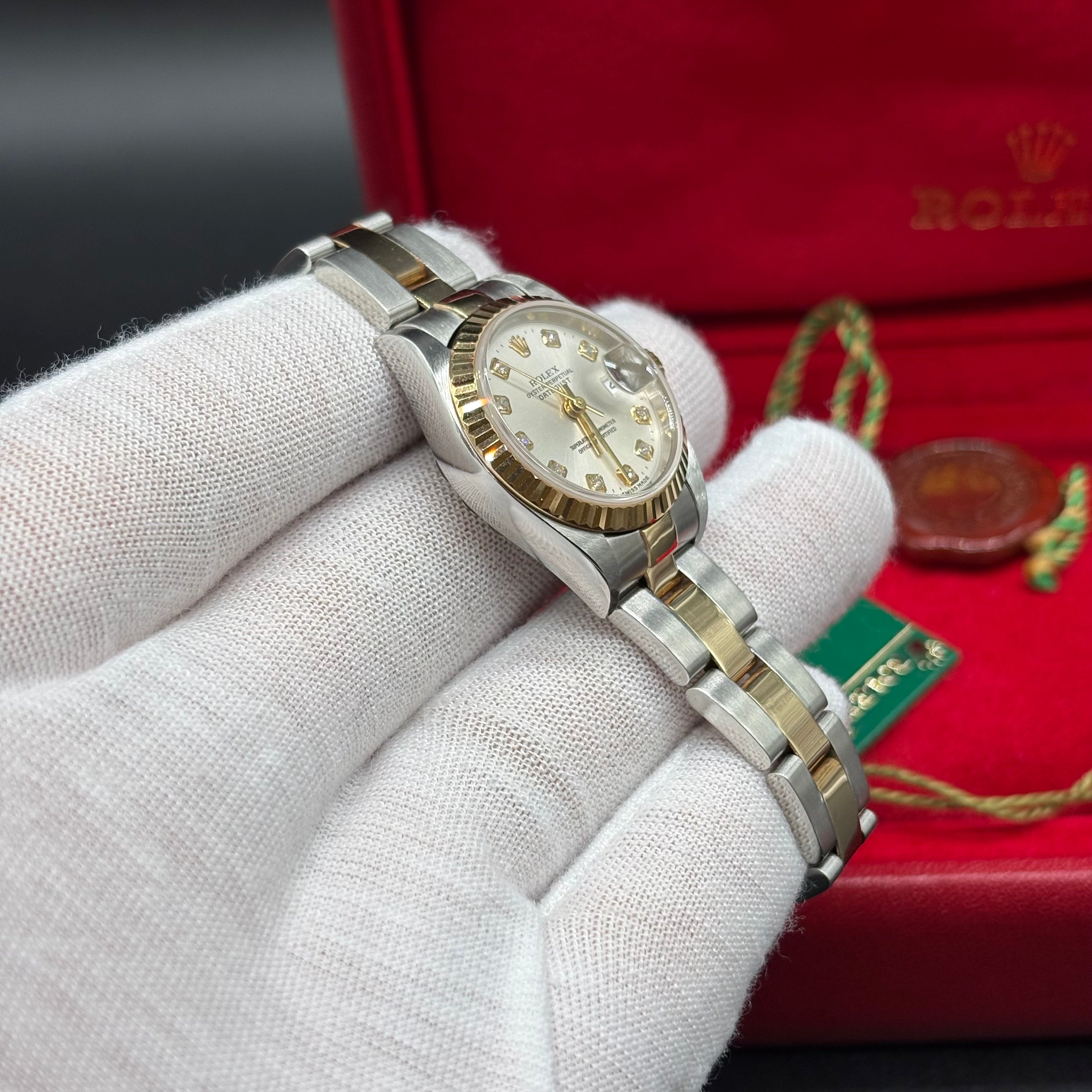 Rolex Lady-Datejust 26mm Two Tone Silver Diamond Dial 79173