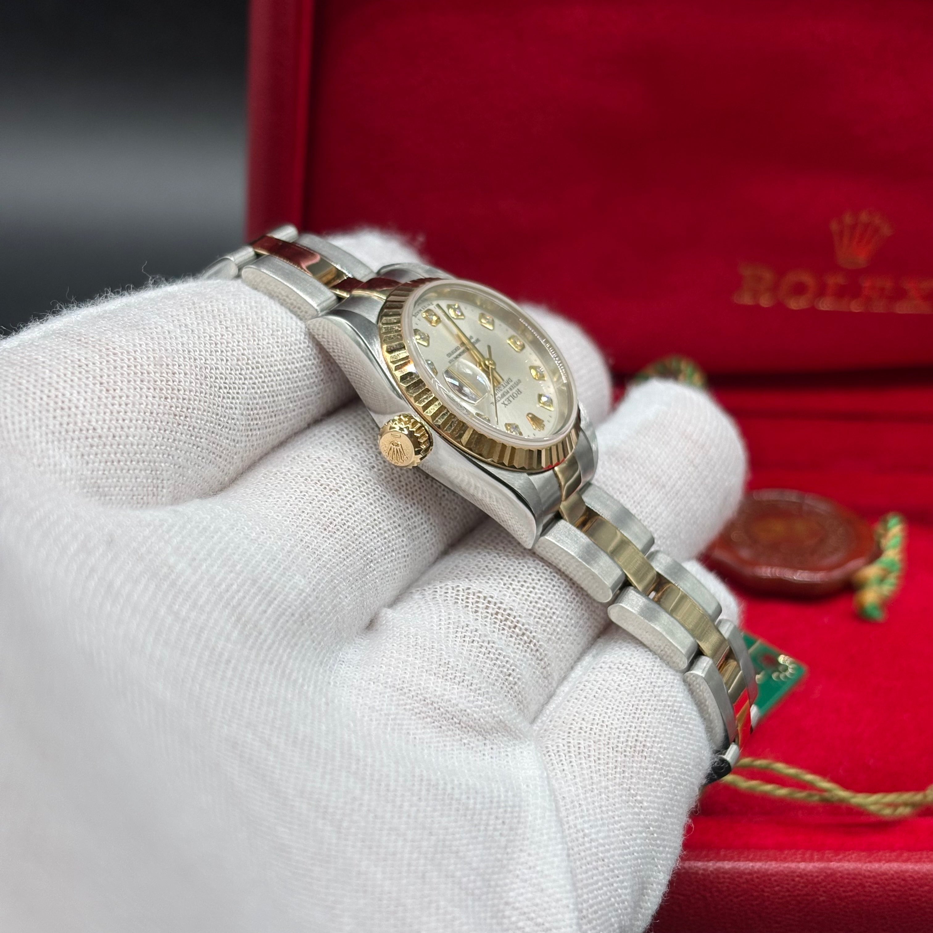 Rolex Lady-Datejust 26mm Two Tone Silver Diamond Dial 79173