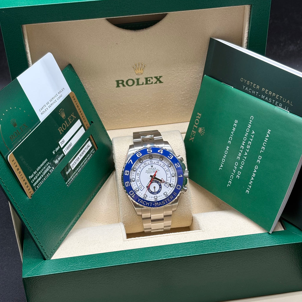 Rolex Yacht-Master II 44mm Stainless Steel White Dial Blue Ceramic Bezel