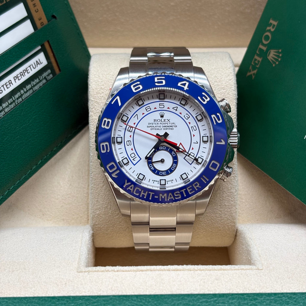 Rolex Yacht-Master II 44mm Stainless Steel White Dial Blue Ceramic Bezel