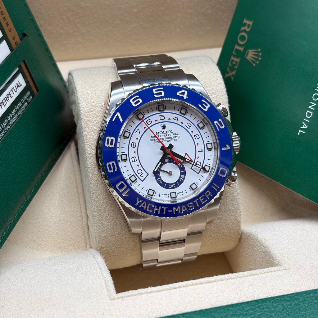 Rolex Yacht-Master II 44mm Stainless Steel White Dial Blue Ceramic Bezel