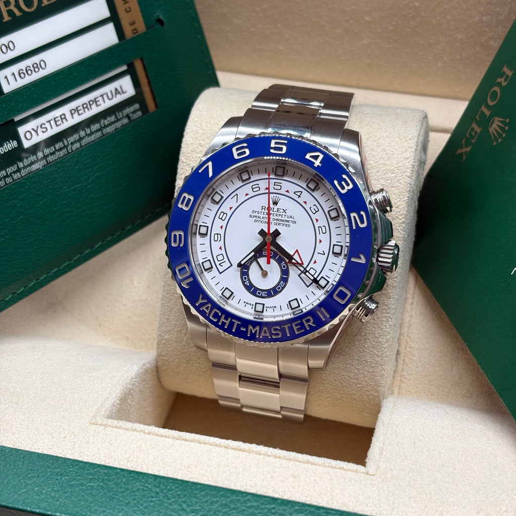 Rolex Yacht-Master II 44mm Stainless Steel White Dial Blue Ceramic Bezel