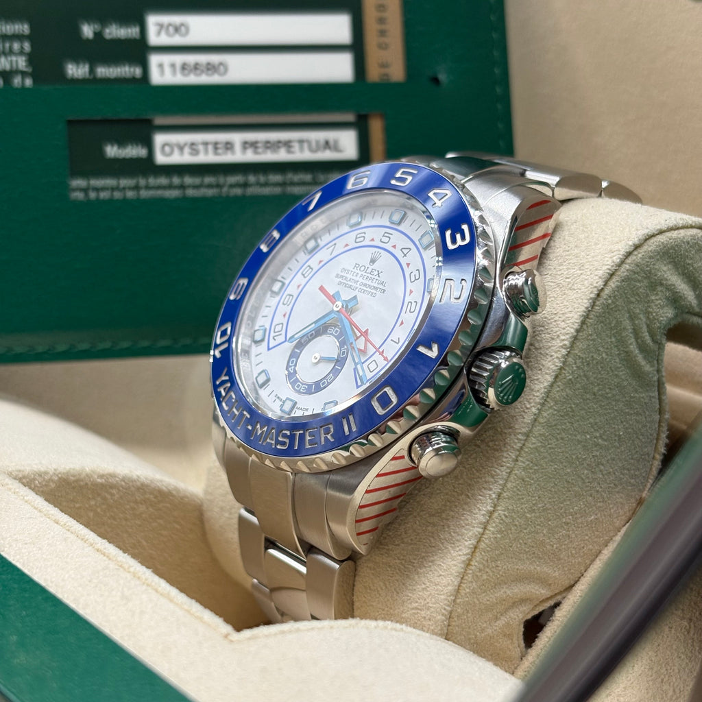 Rolex Yacht-Master II 44mm Stainless Steel White Dial Blue Ceramic Bezel