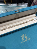 10K Yellow Gold Pave Diamond Paperclip and Ball Station Bracelet