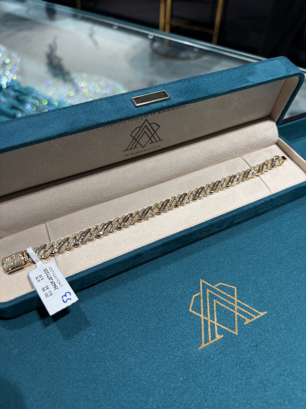 10K Yellow and White Gold Pave Diamond Two-Tone Cuban Link Bracelet