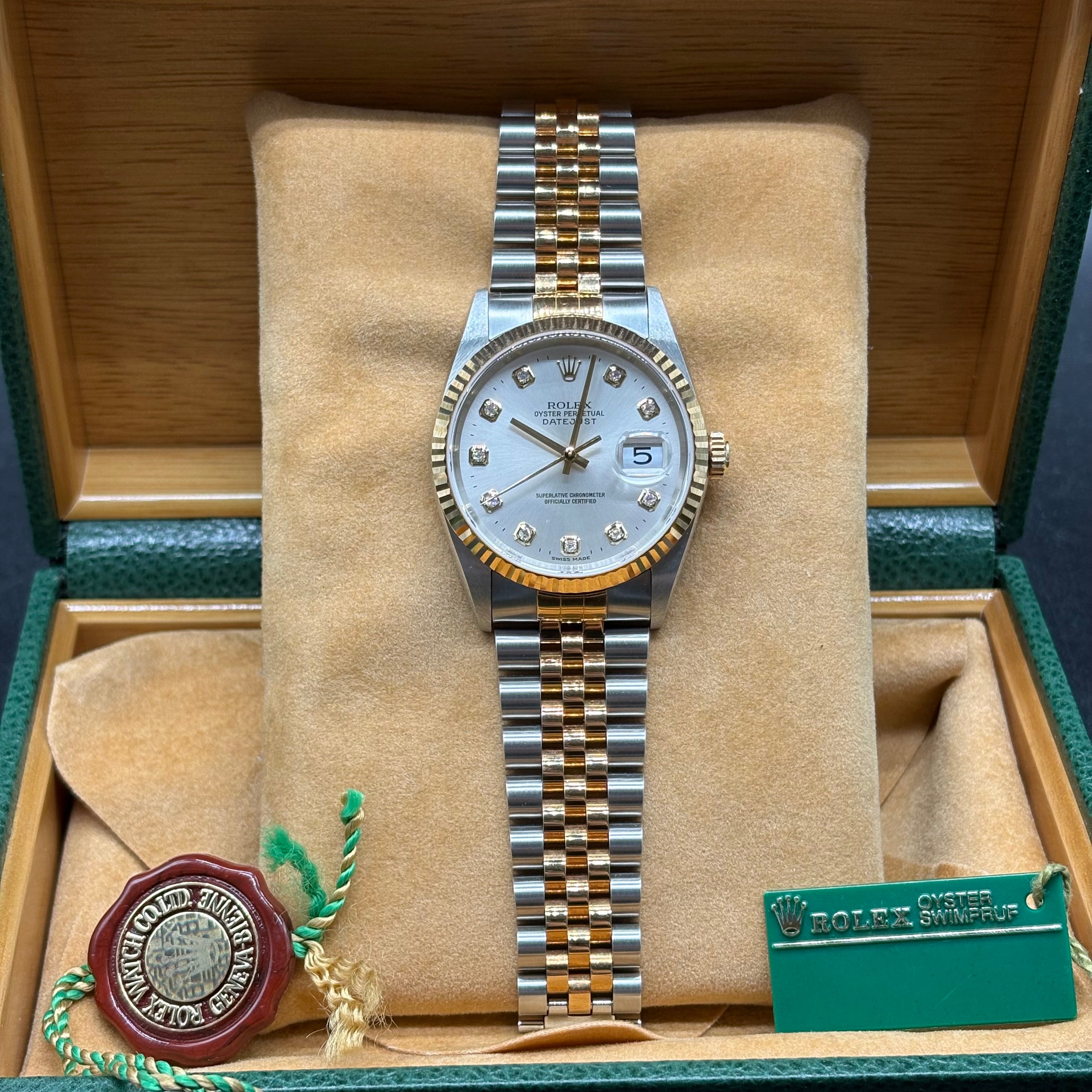 Rolex Datejust 36 Silver Diamond Dial
