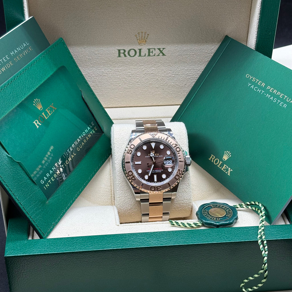 Rolex Yacht-Master 40mm Two Tone Rose Gold Chocolate Dial 126621 Complete Set