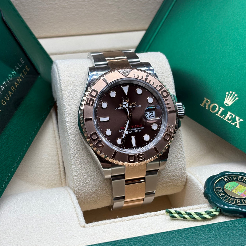 Rolex Yacht-Master 40mm Two Tone Rose Gold Chocolate Dial 126621 Complete Set