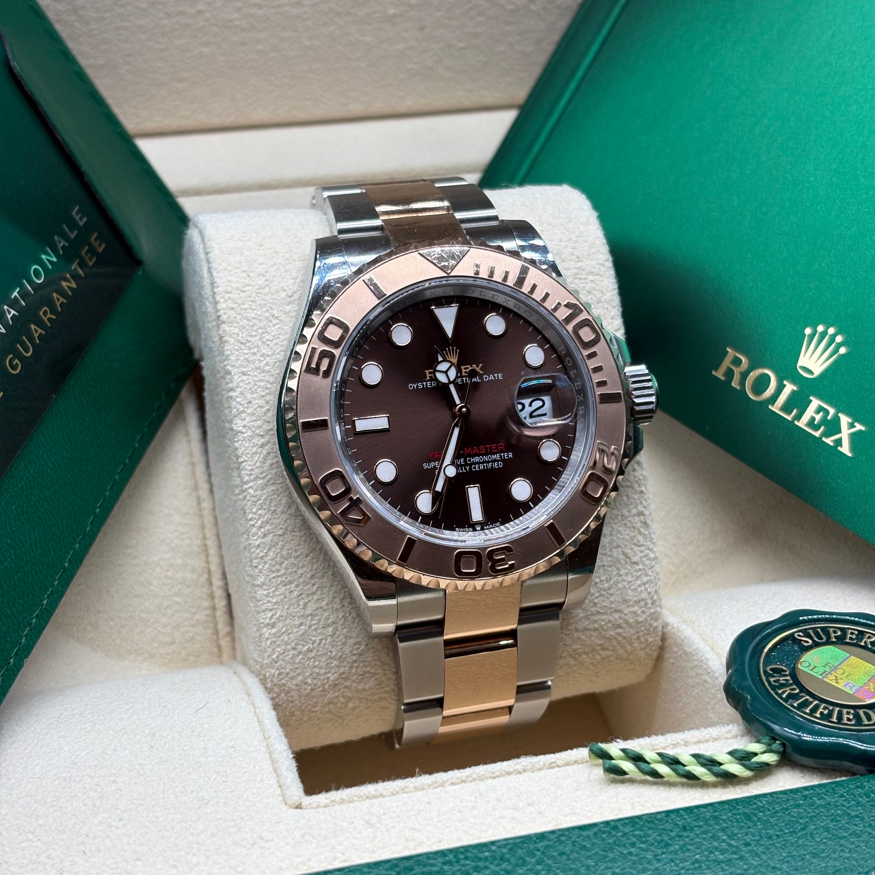 Rolex Yacht-Master 40mm Two Tone Rose Gold Chocolate Dial 126621 Complete Set
