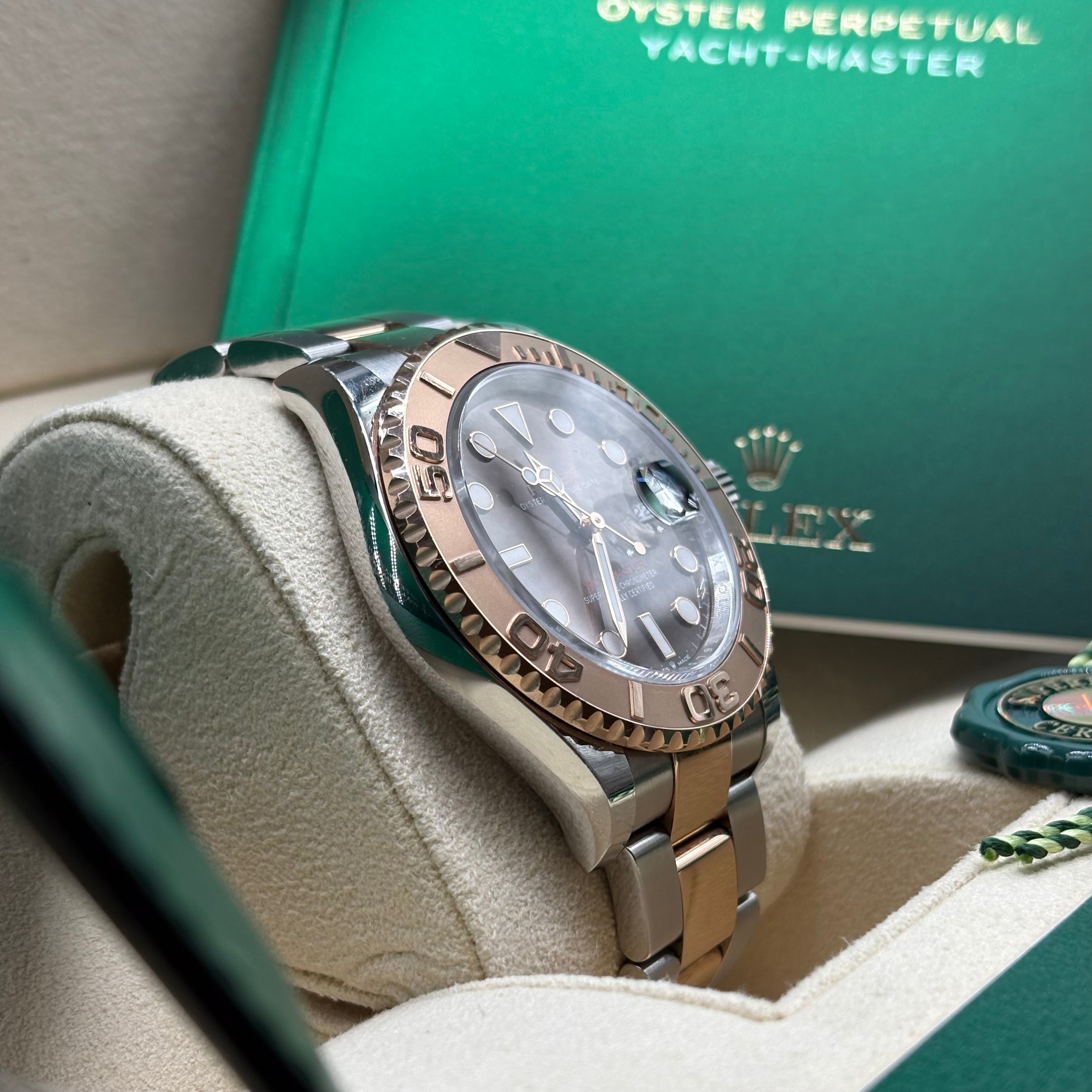 Rolex Yacht-Master 40mm Two Tone Rose Gold Chocolate Dial 126621 Complete Set