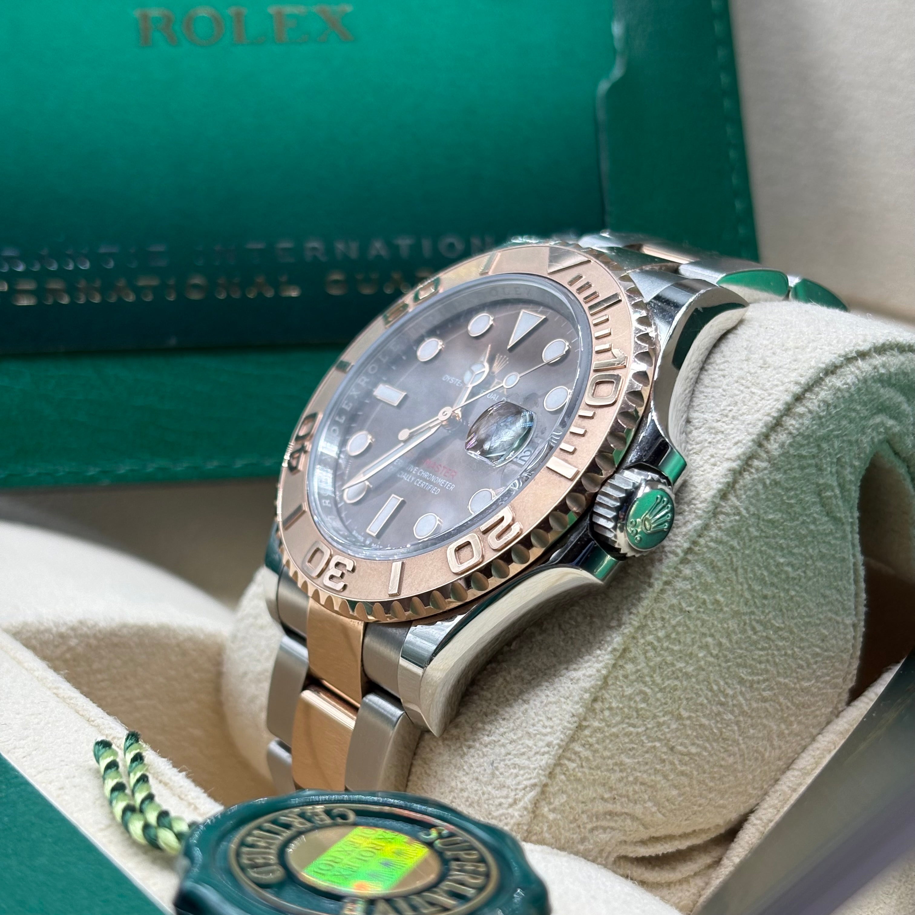 Rolex Yacht-Master 40mm Two Tone Rose Gold Chocolate Dial 126621 Complete Set