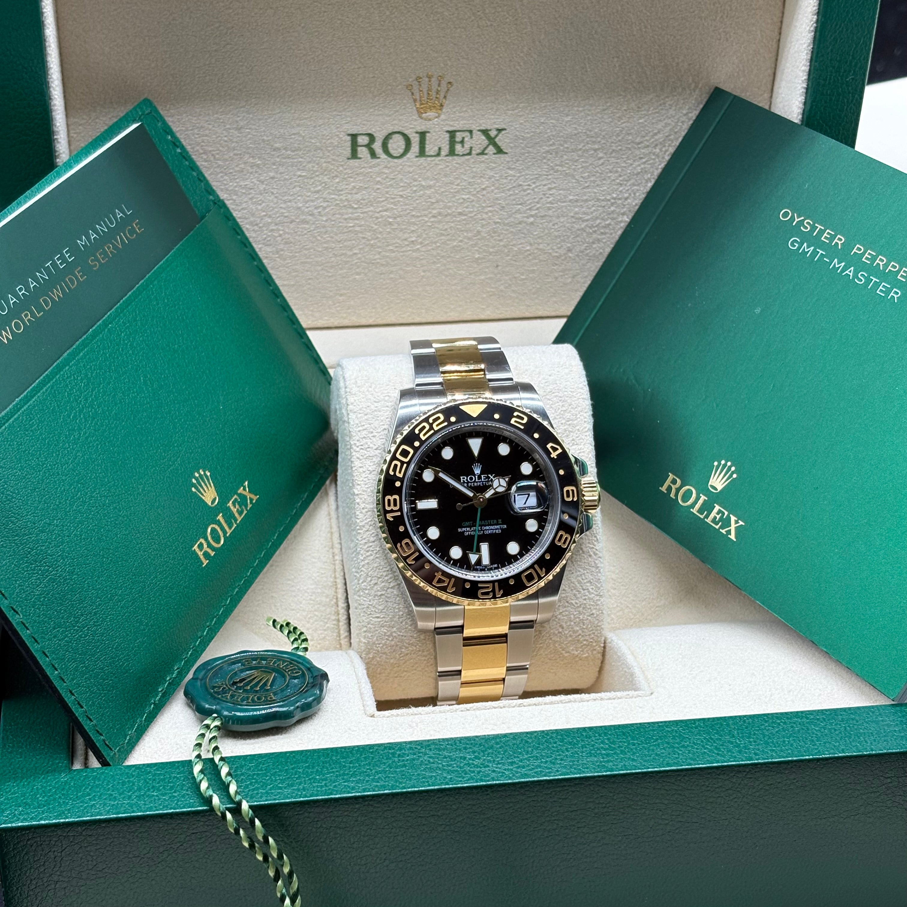 Rolex GMT-Master II 40mm Two Tone Black Dial Green Arrow 116713