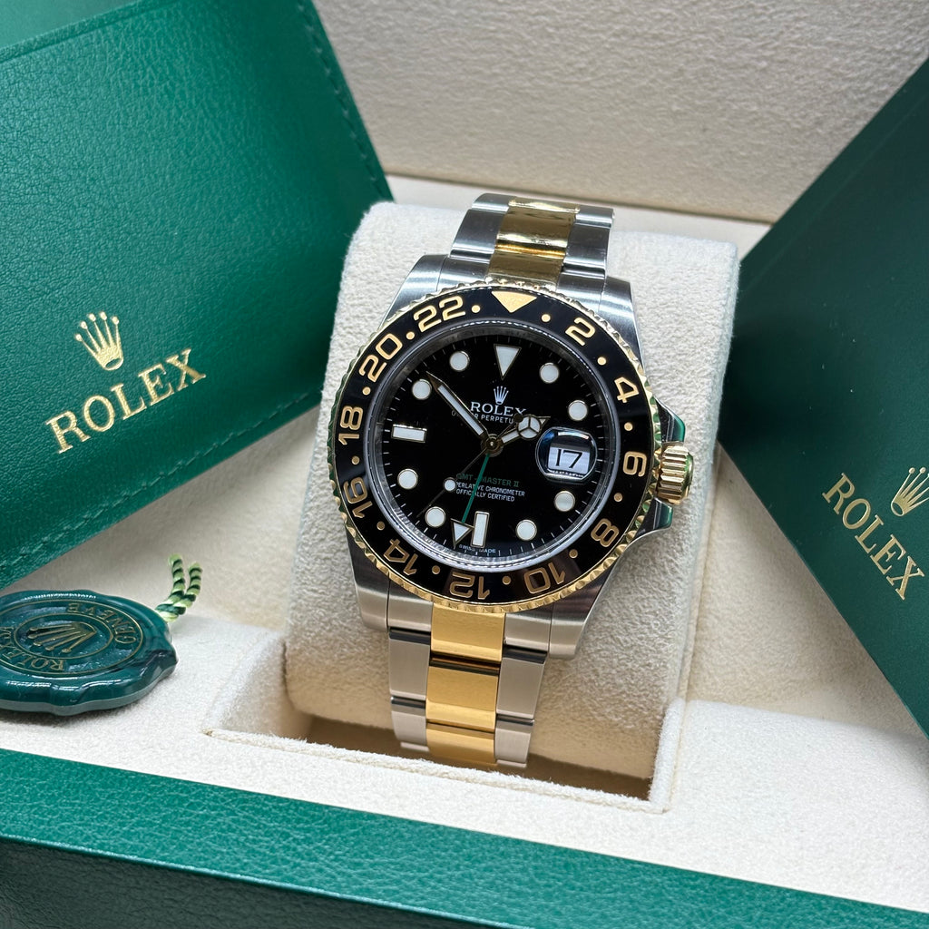 Rolex GMT-Master II 40mm Two Tone Black Dial Green Arrow 116713