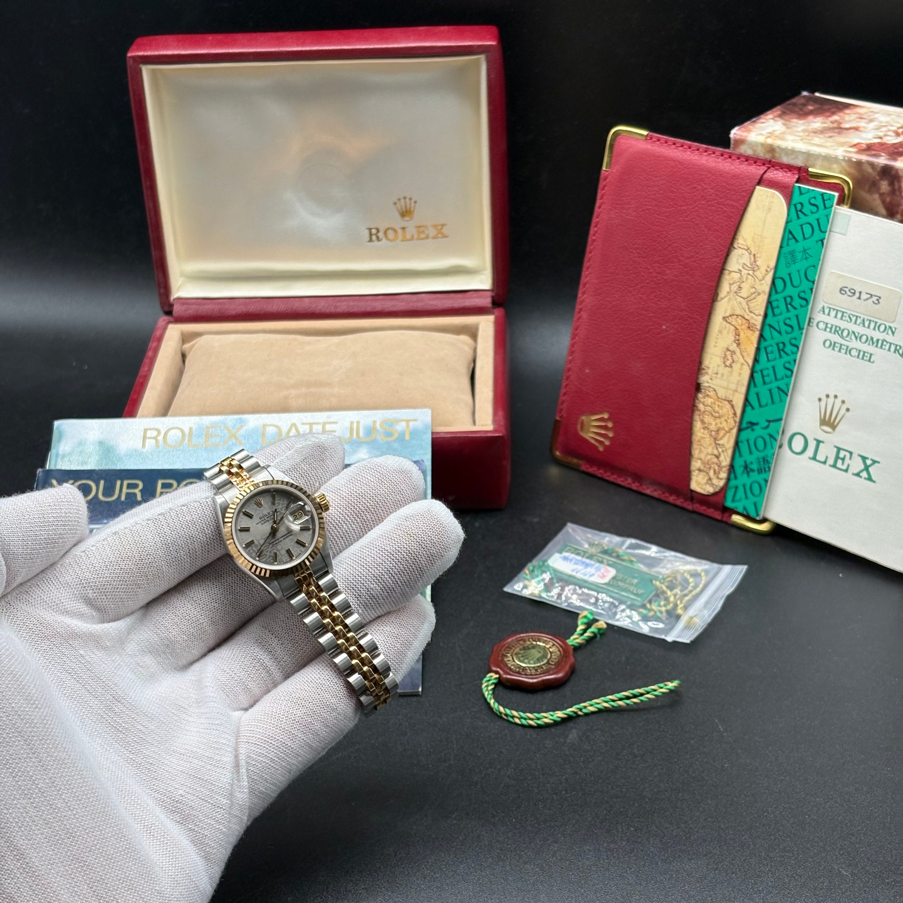 Rolex Lady-Datejust 26 Two-Tone Silver Jubilee Monogram Index Dial Watch 69173