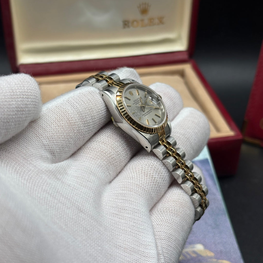 Rolex Lady-Datejust 26 Two-Tone Silver Jubilee Monogram Index Dial Watch 69173