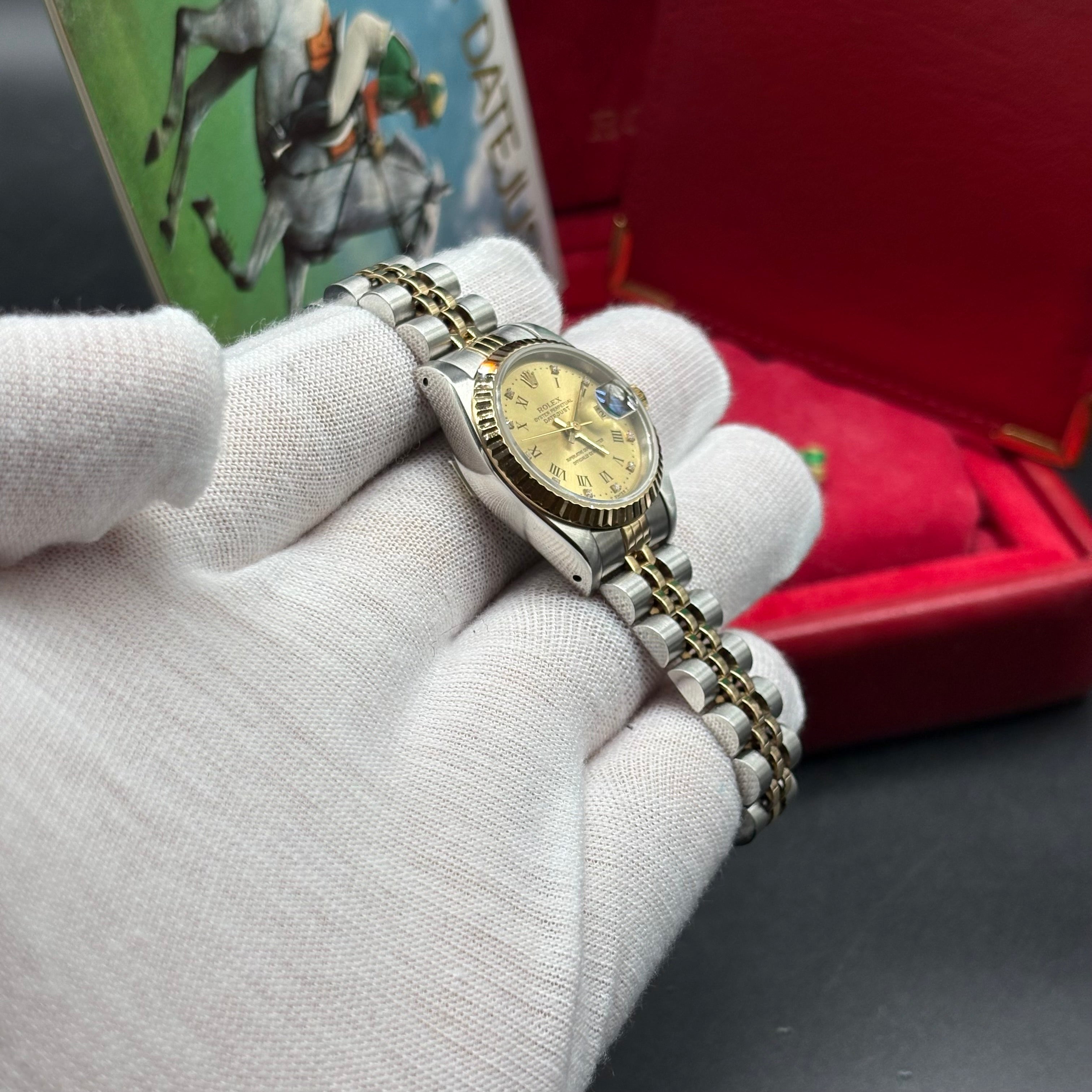 Rolex Lady-Datejust 26mm Champagne Roman Diamond Dial