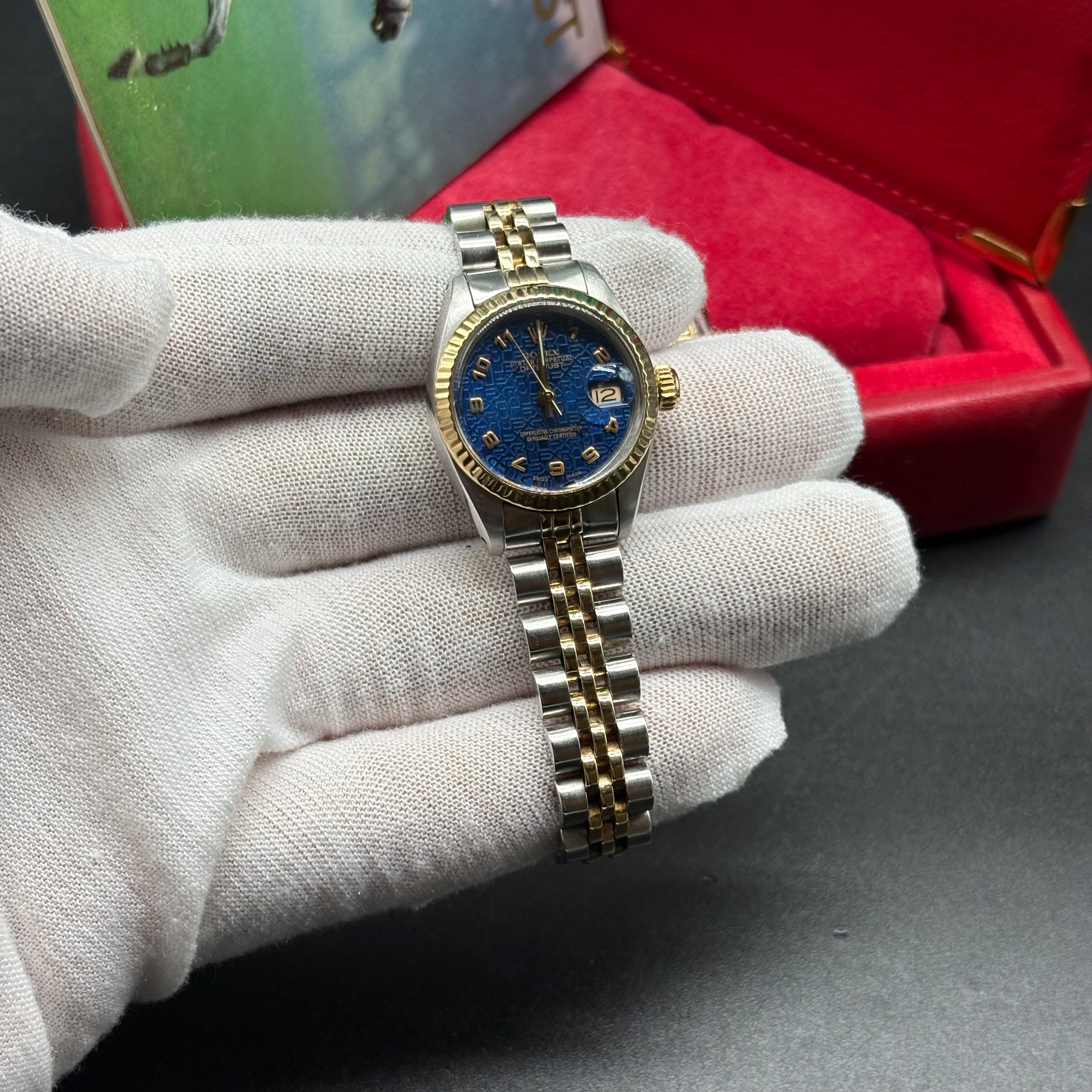 Rolex Lady-Datejust 26mm Two Tone Blue Arabic Computer Dial 6917