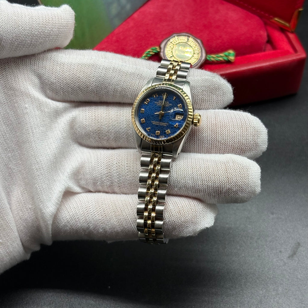 Rolex Lady-Datejust 26mm Two Tone Blue Arabic Computer Dial 6917