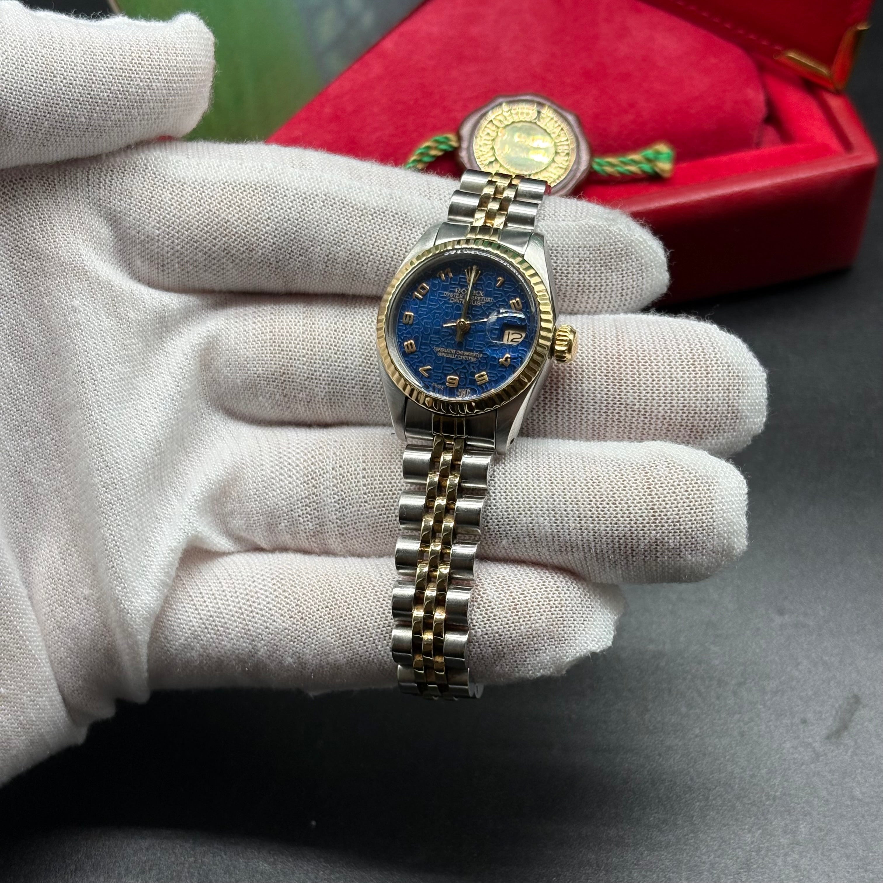 Rolex Lady-Datejust 26mm Two Tone Blue Arabic Computer Dial 6917