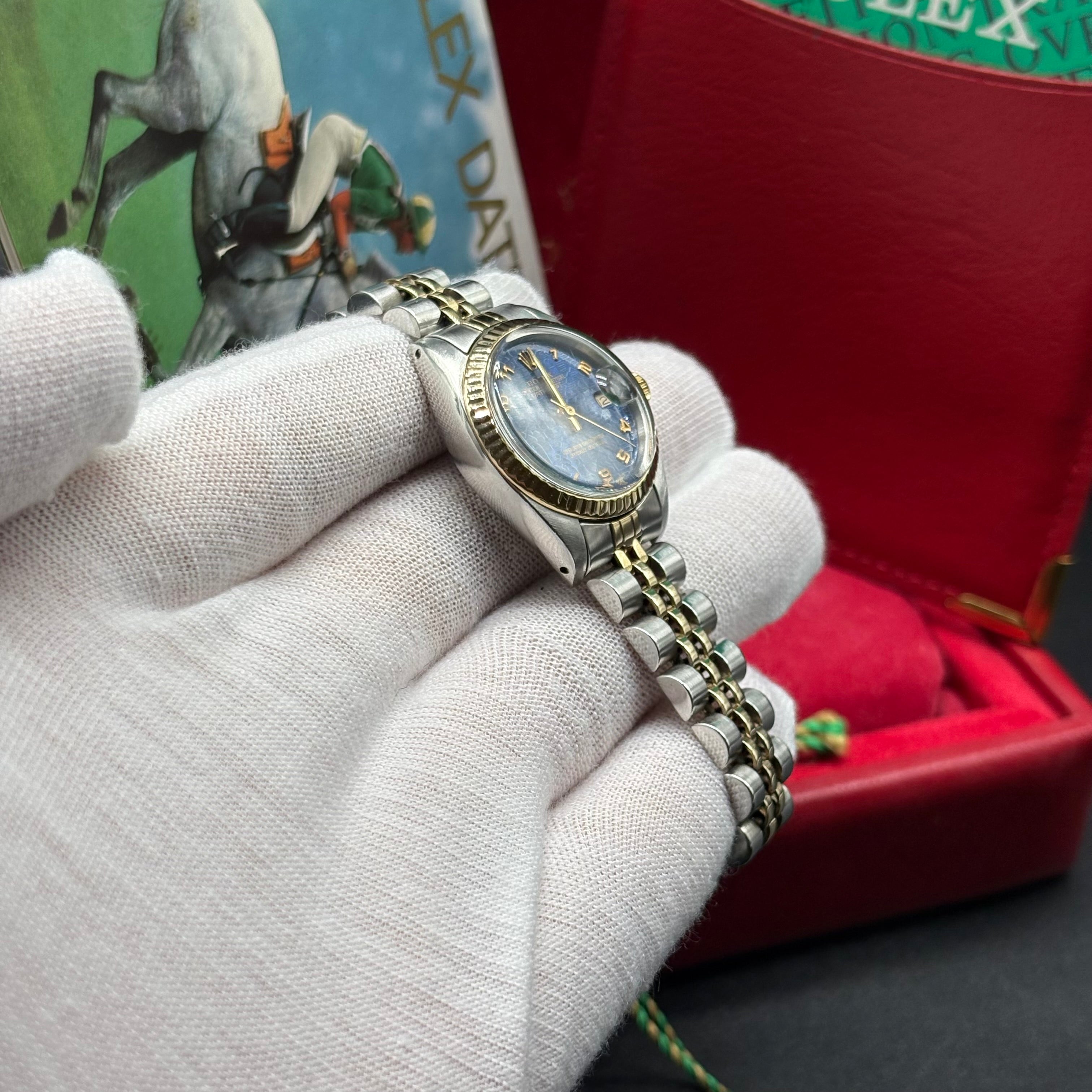 Rolex Lady-Datejust 26mm Two Tone Blue Arabic Computer Dial 6917