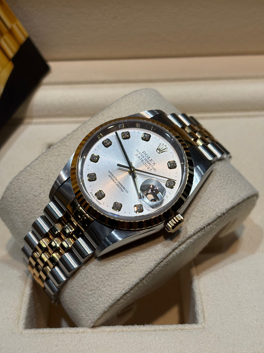 Rolex Datejust 36mm Two-Tone Stainless Steel & 18K Yellow Gold Silver Factory Diamond Dial